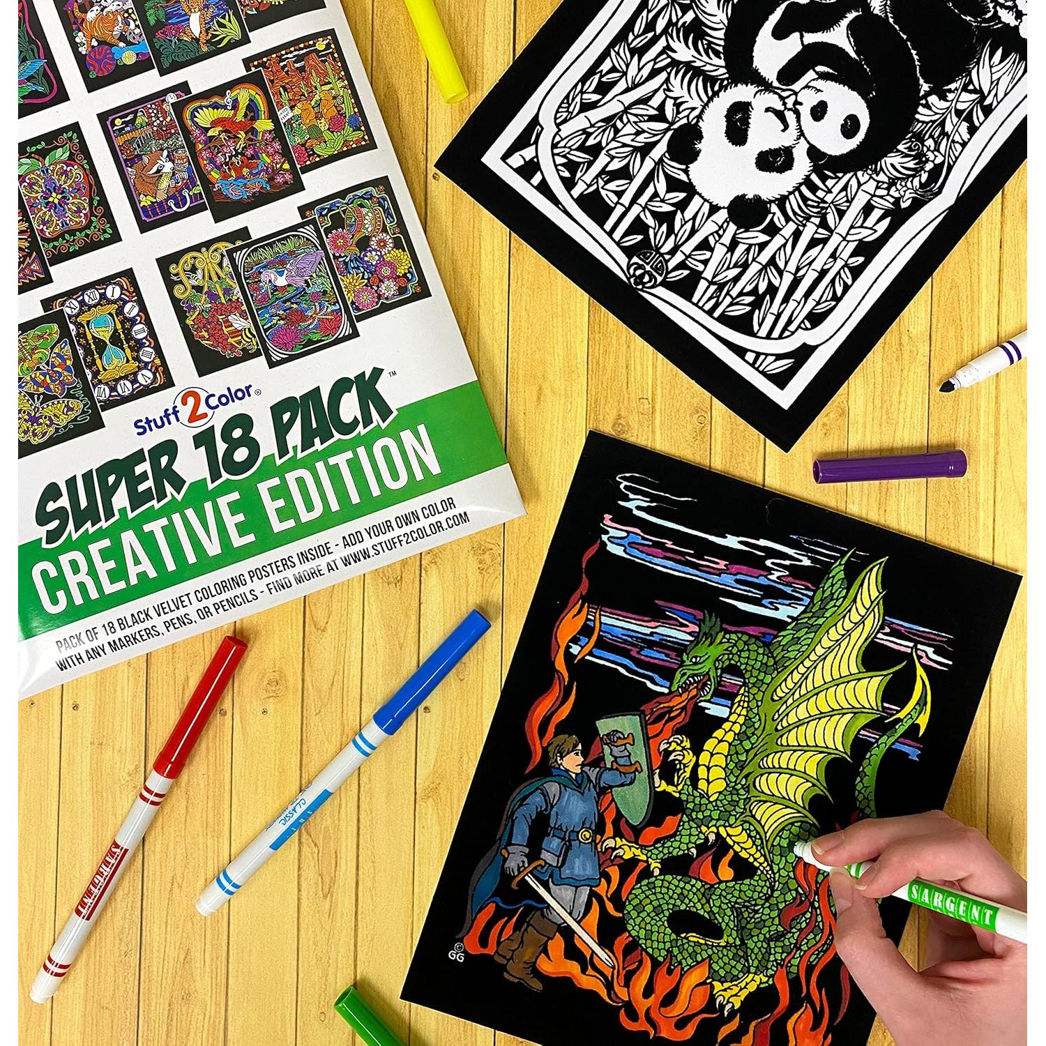 Paquete de 54 Pósters para Colorear Stuff2Color - Terciopelo Difuso