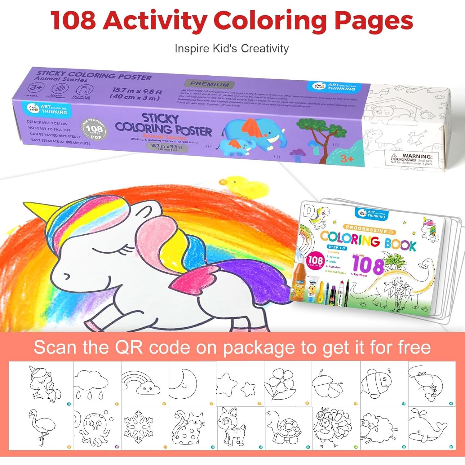 Rollo de Colorear Adhesivo Jar Melo Animales 299.72 x 40.64 cm