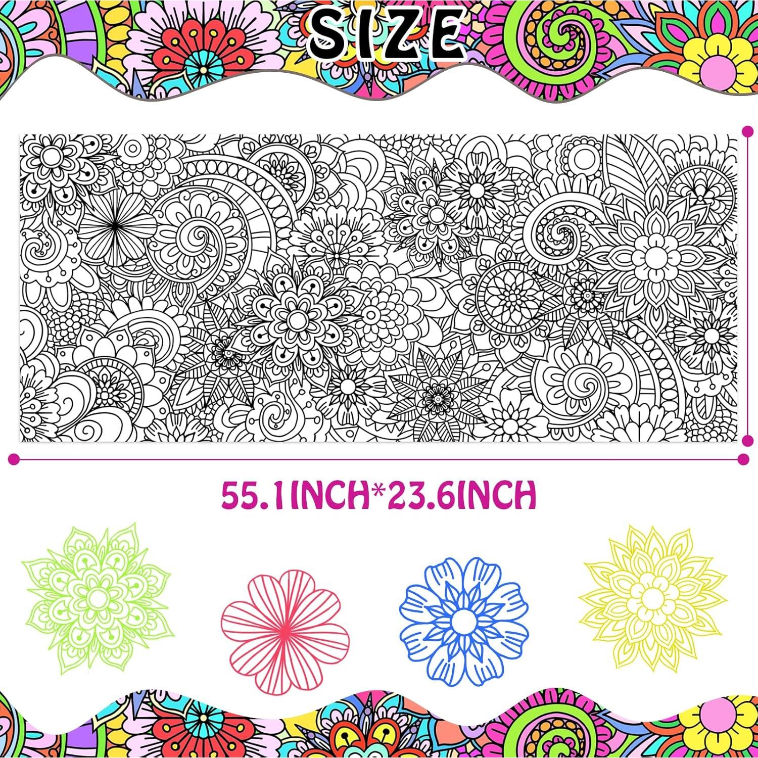 Póster para Colorear Gigante HAPMARS Mandala 140x60 cm