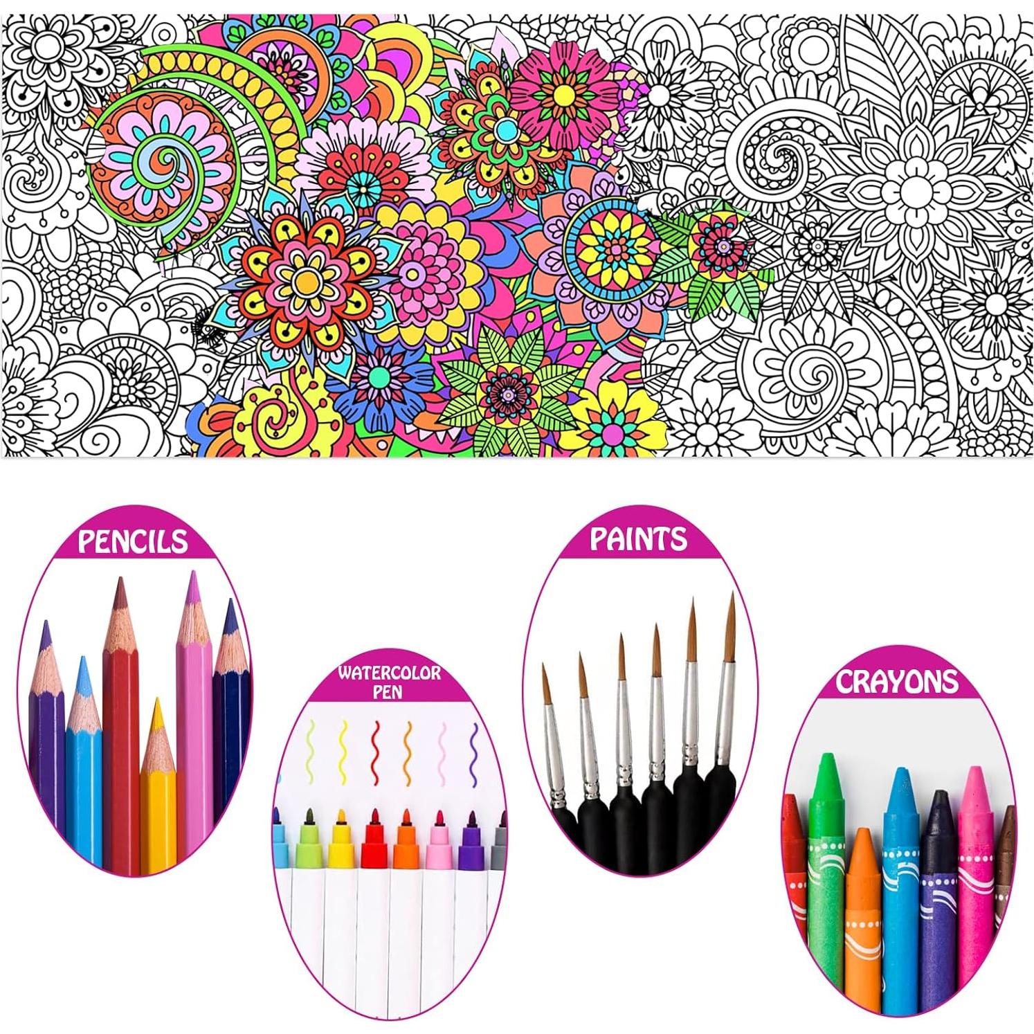 Póster para Colorear Gigante HAPMARS Mandala 140x60 cm