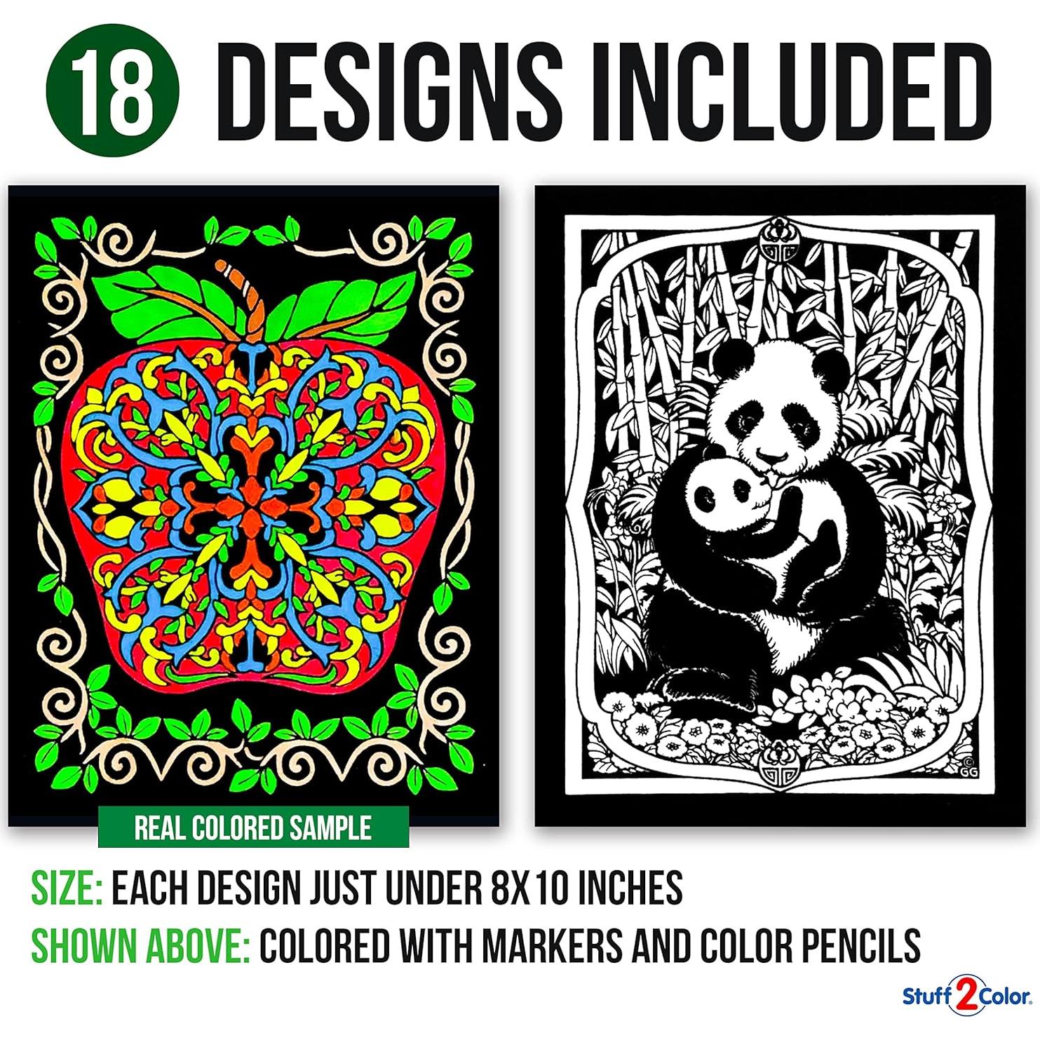 Pack de 18 Pósters de Colorear Terciopelo Stuff2Color 20x25 cm