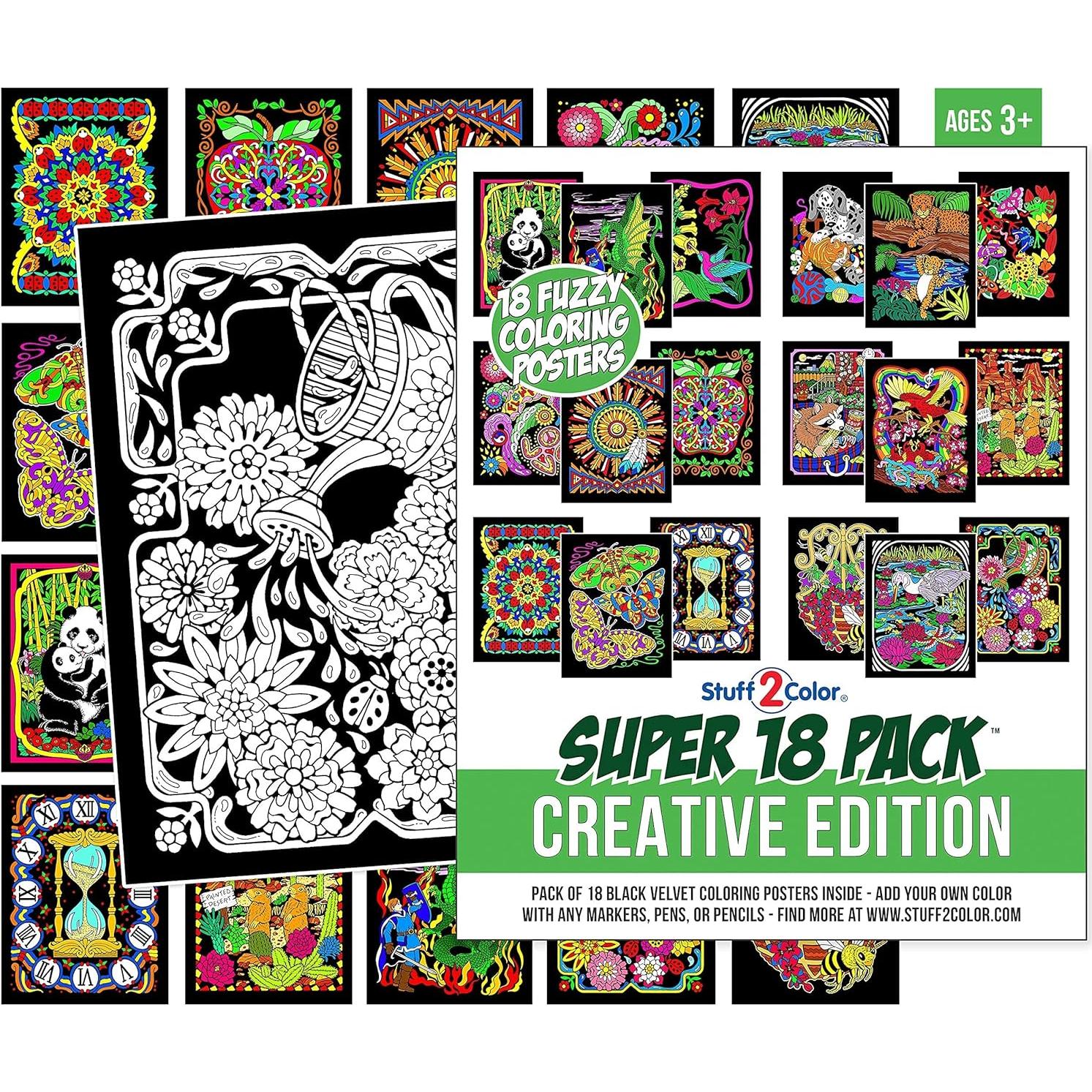 Pack de 18 Pósters de Colorear Terciopelo Stuff2Color 20x25 cm