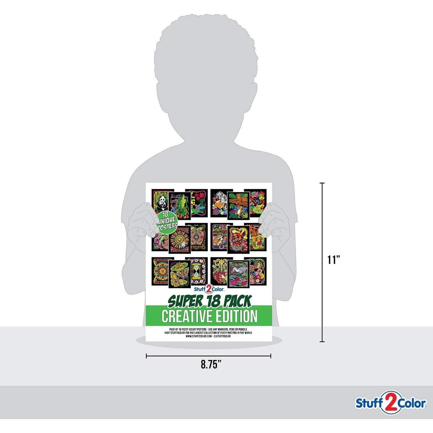 Pack de 18 Pósters de Colorear Terciopelo Stuff2Color 20x25 cm
