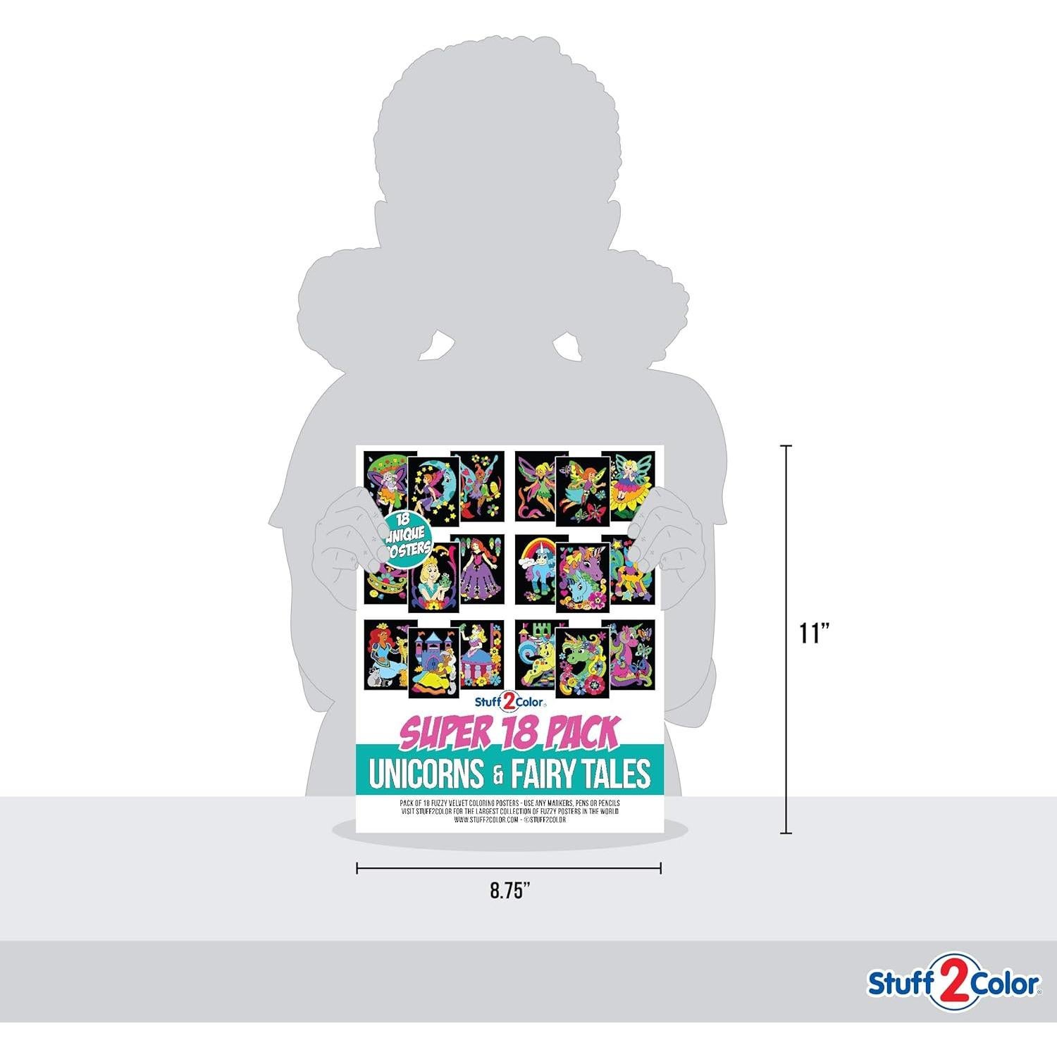 Pack de 18 Pósters de Colorear Difusos Stuff2Color - Fantasía