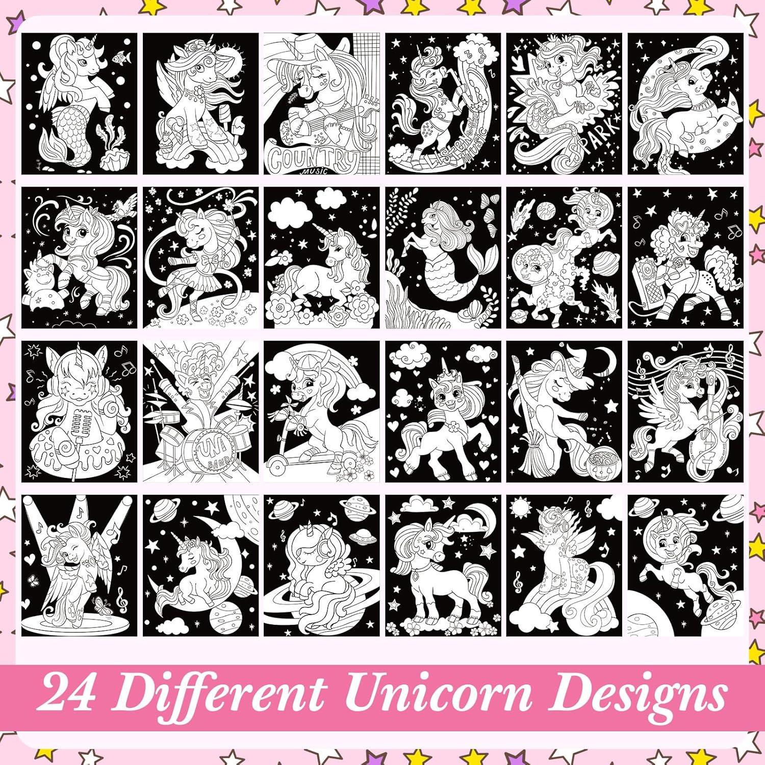 Pósters de Colorear de Terciopelo Zhanmai - 24 Unidades Unicornio