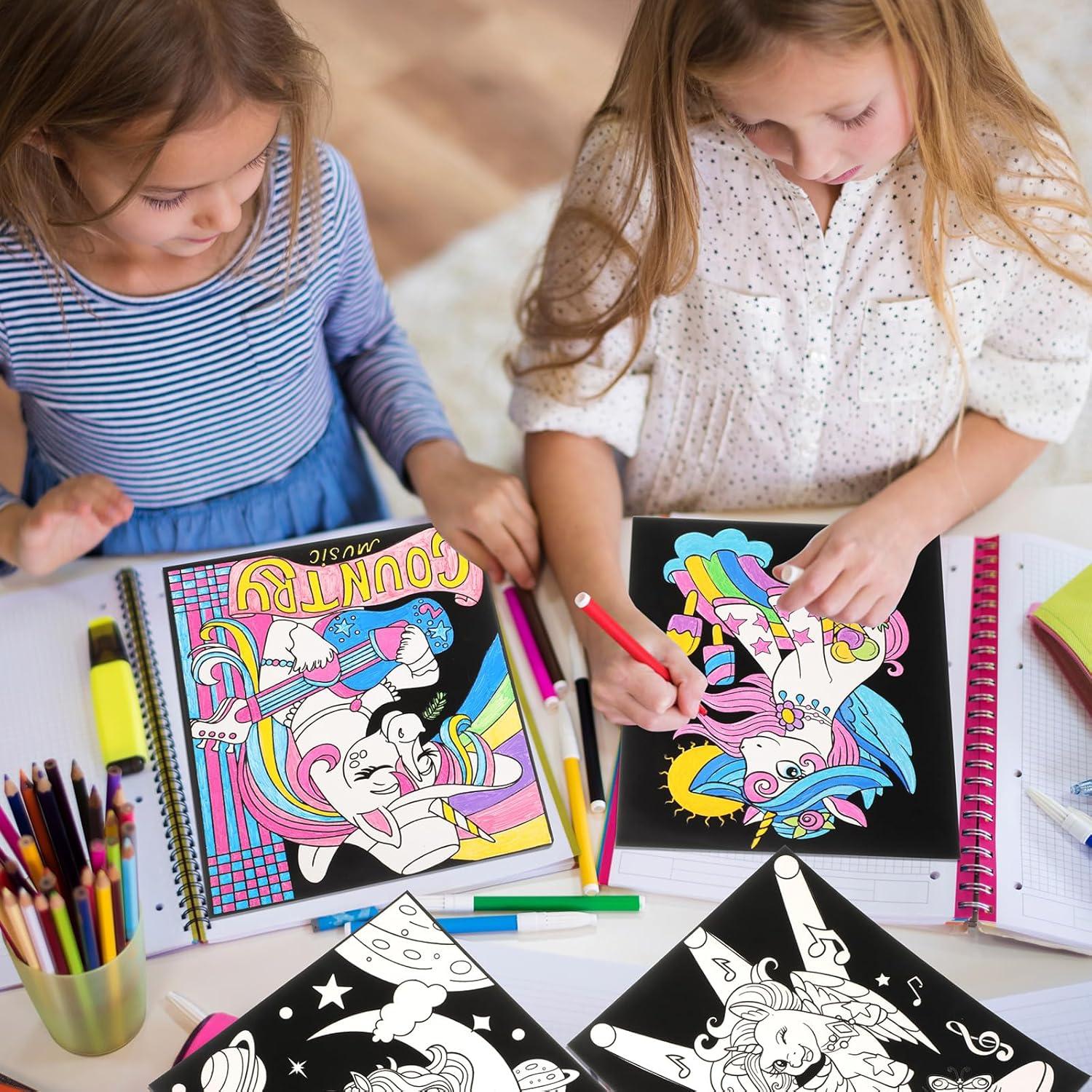 Pósters de Colorear de Terciopelo Zhanmai - 24 Unidades Unicornio