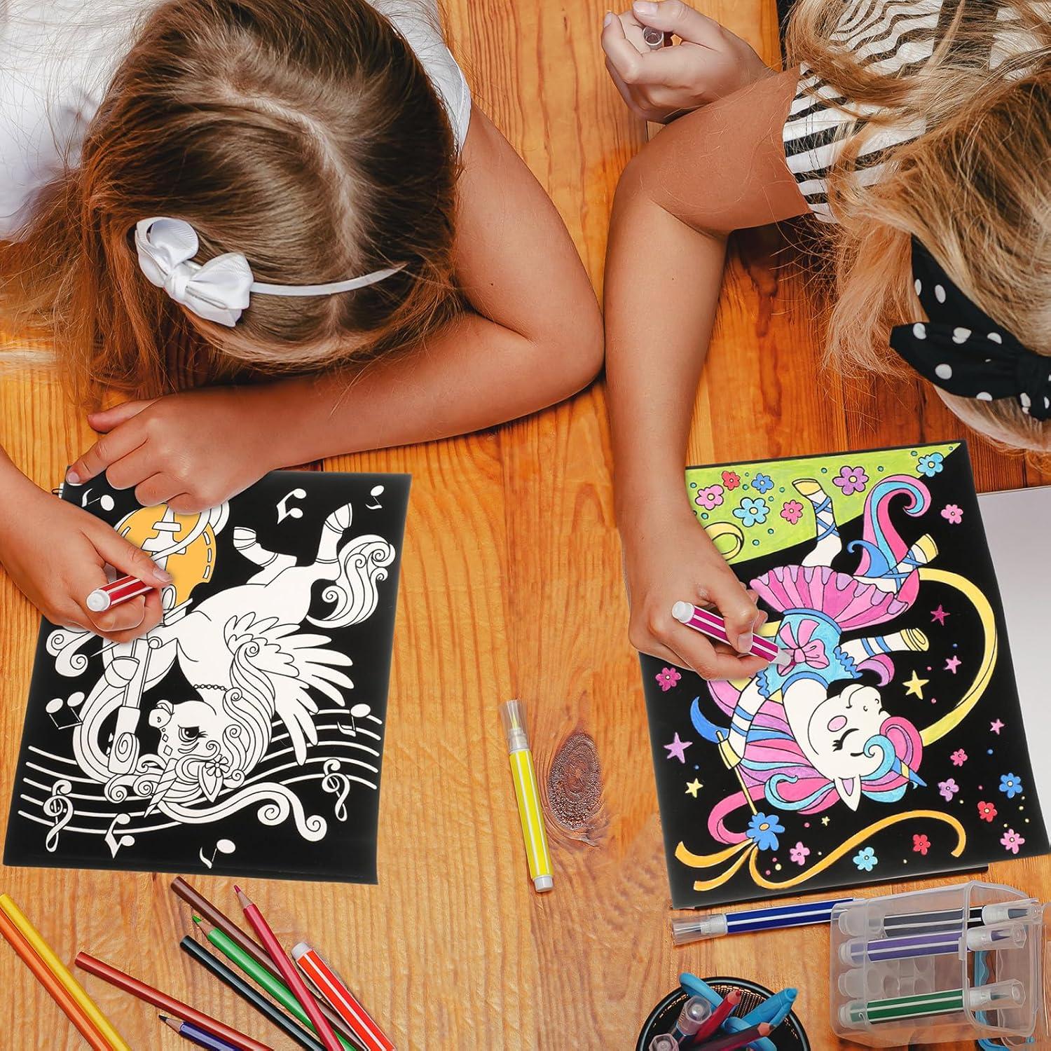 Pósters de Colorear de Terciopelo Zhanmai - 24 Unidades Unicornio