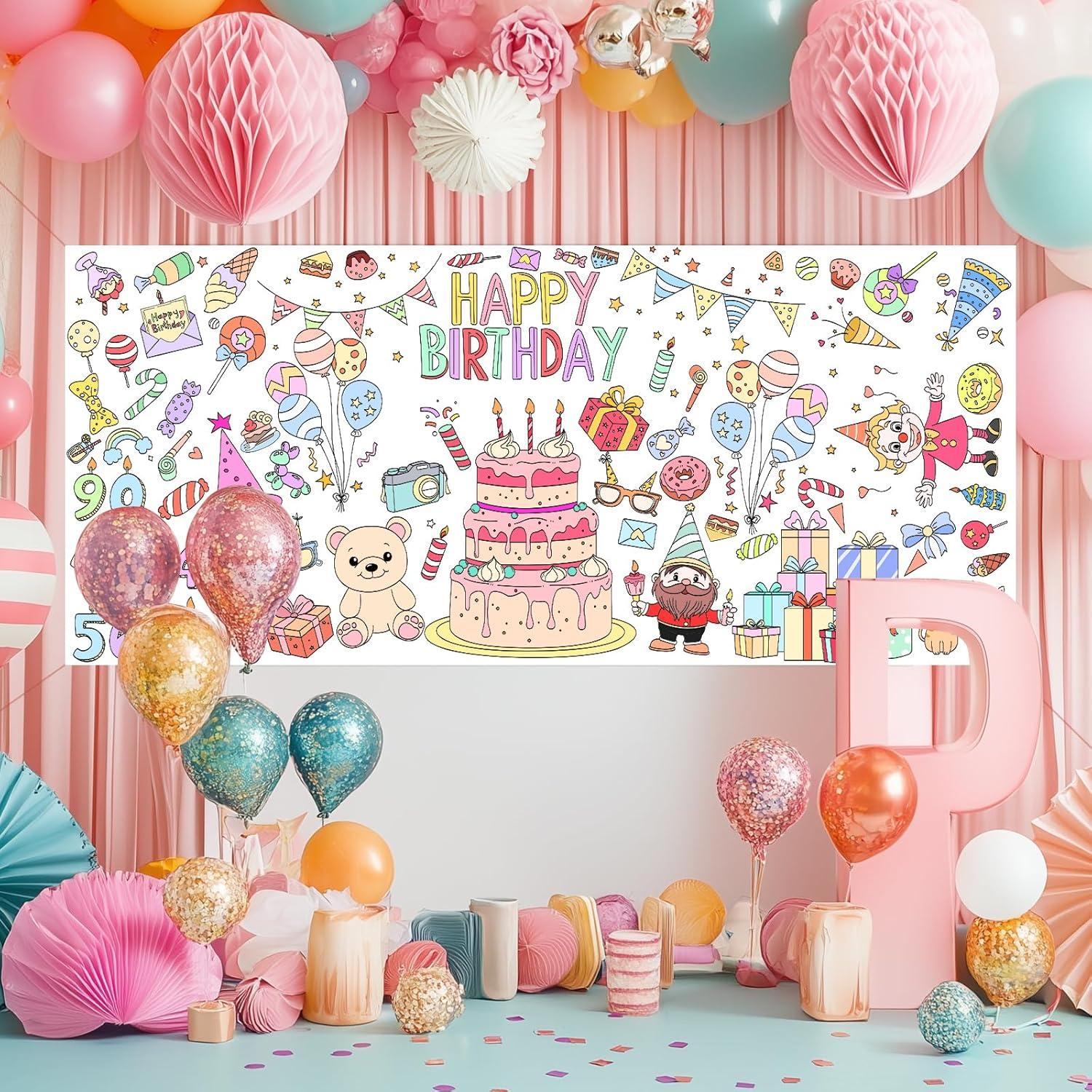 Póster Gigante de Colorear ZIZICG Cumpleaños 180x79cm