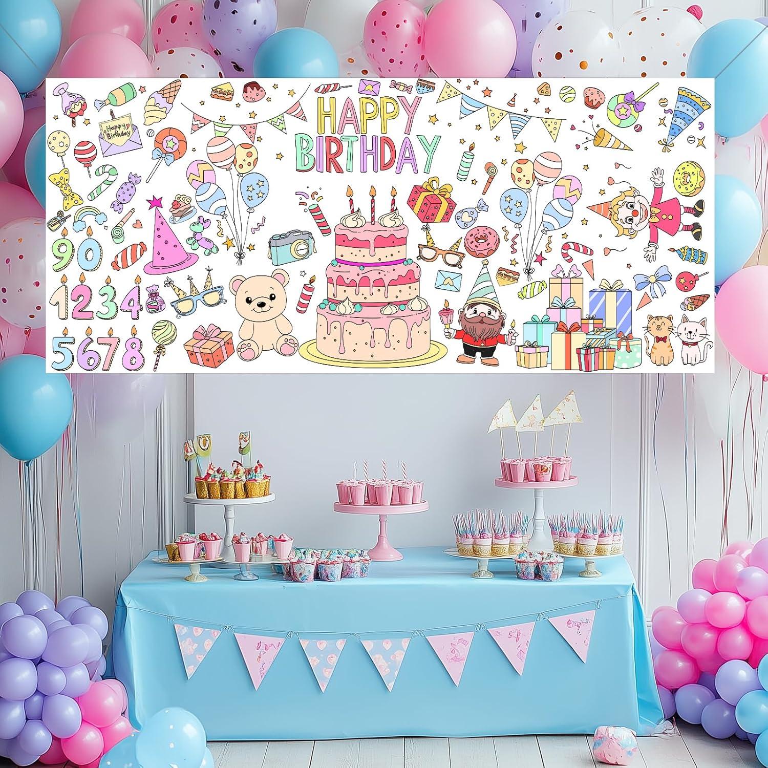 Póster Gigante de Colorear ZIZICG Cumpleaños 180x79cm