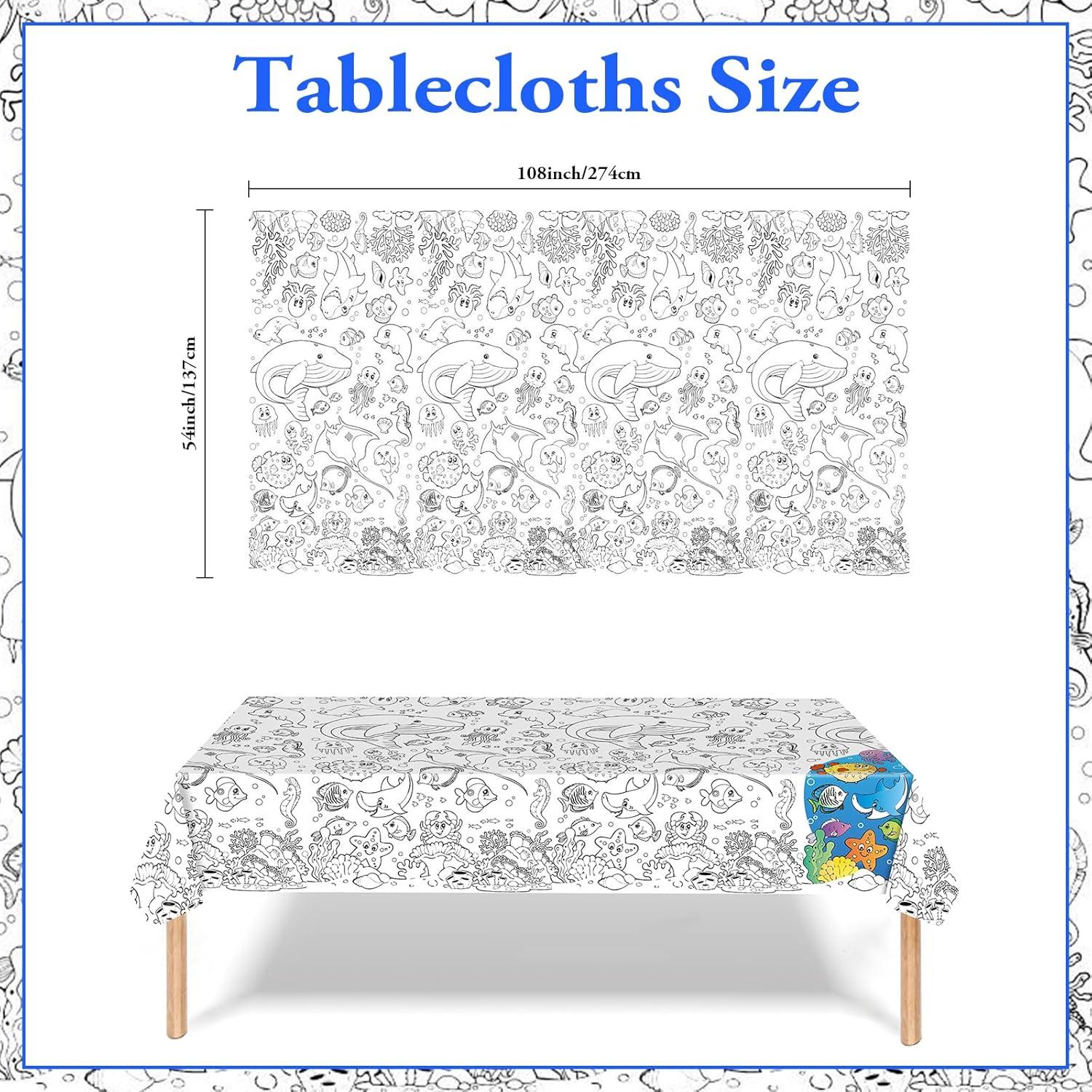 Mantel para Colorear LDFDRT Gigante 137x274 cm Animales Marinos