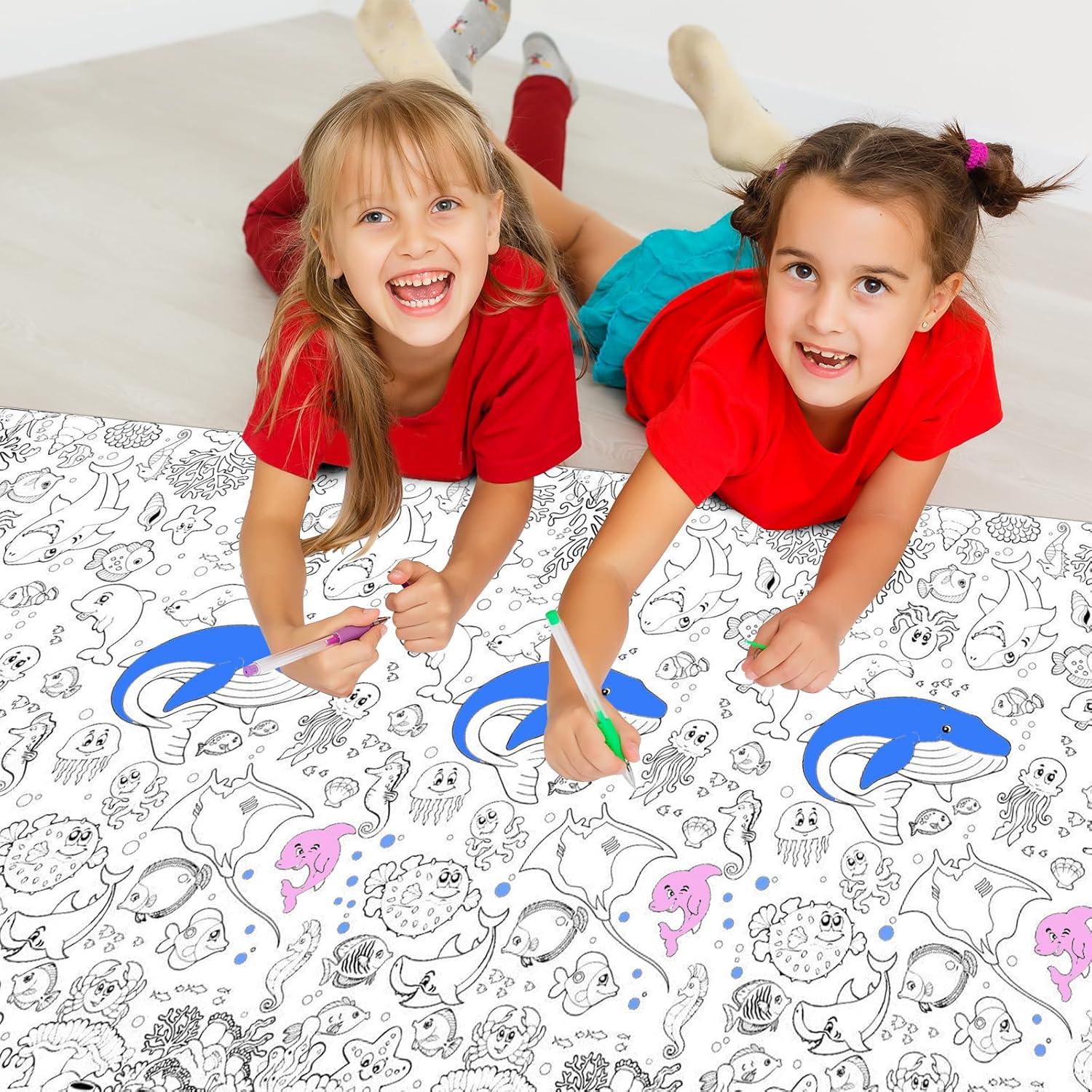 Mantel para Colorear LDFDRT Gigante 137x274 cm Animales Marinos