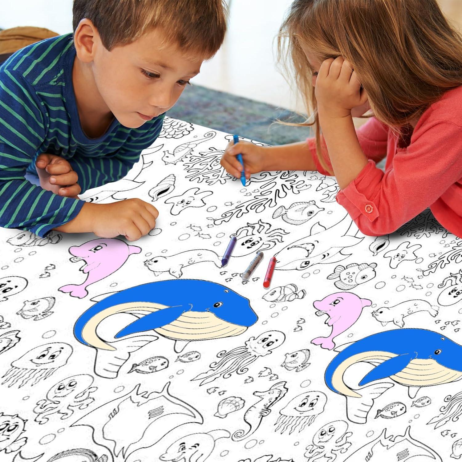 Mantel para Colorear LDFDRT Gigante 137x274 cm Animales Marinos
