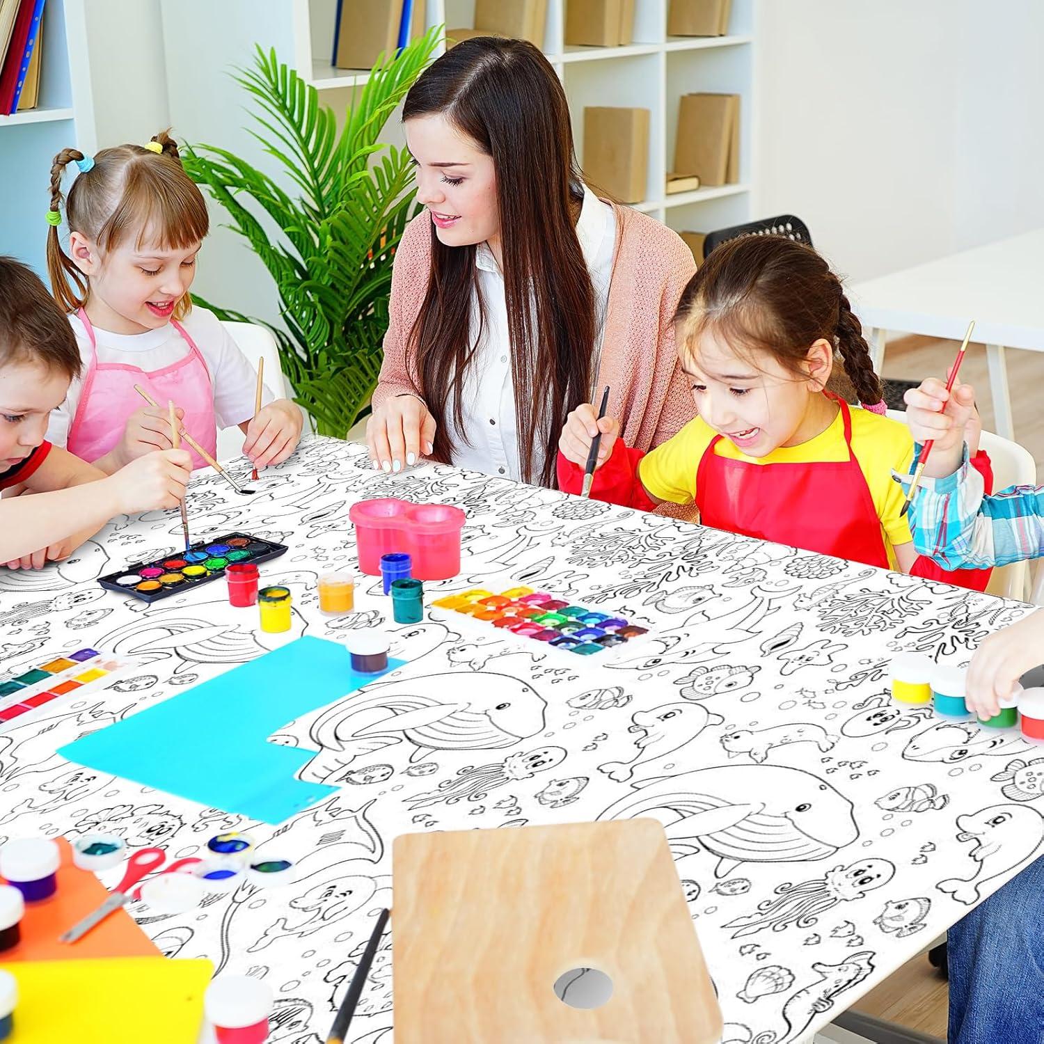 Mantel para Colorear LDFDRT Gigante 137x274 cm Animales Marinos