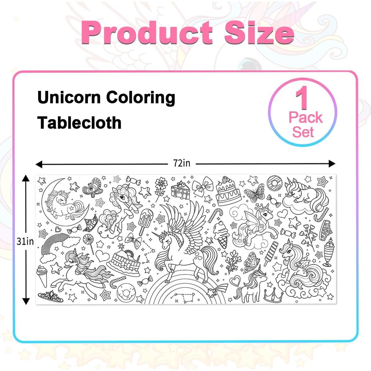 Mantel para Colorear Unicornio JUNQIU 182x79 cm para Cumpleaños