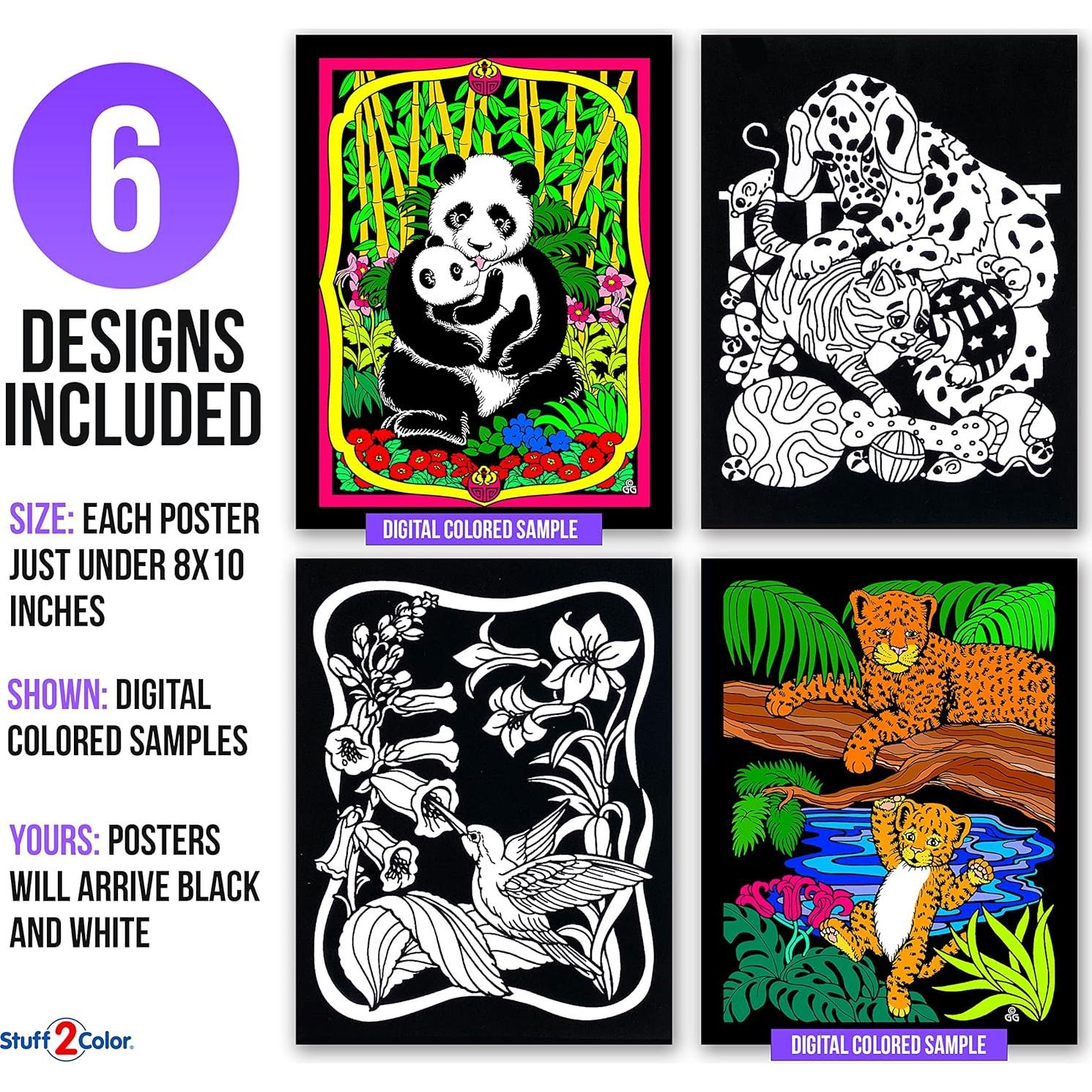 Paquete de 6 Pósters de Colorear Stuff2Color - Terciopelo Negro