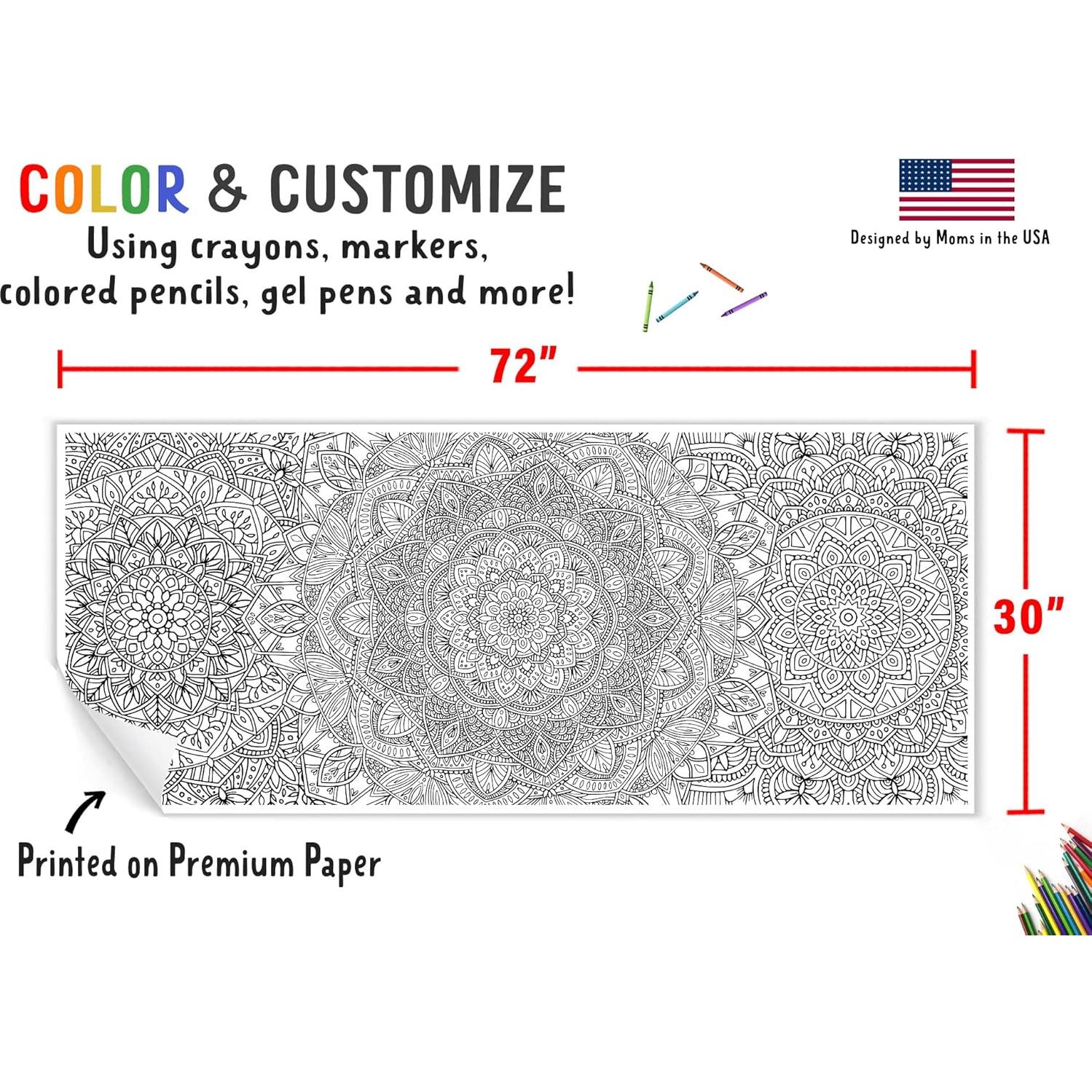 Póster de Colorear Mandala Gigante Expresiones Pequeñas 183x76 cm
