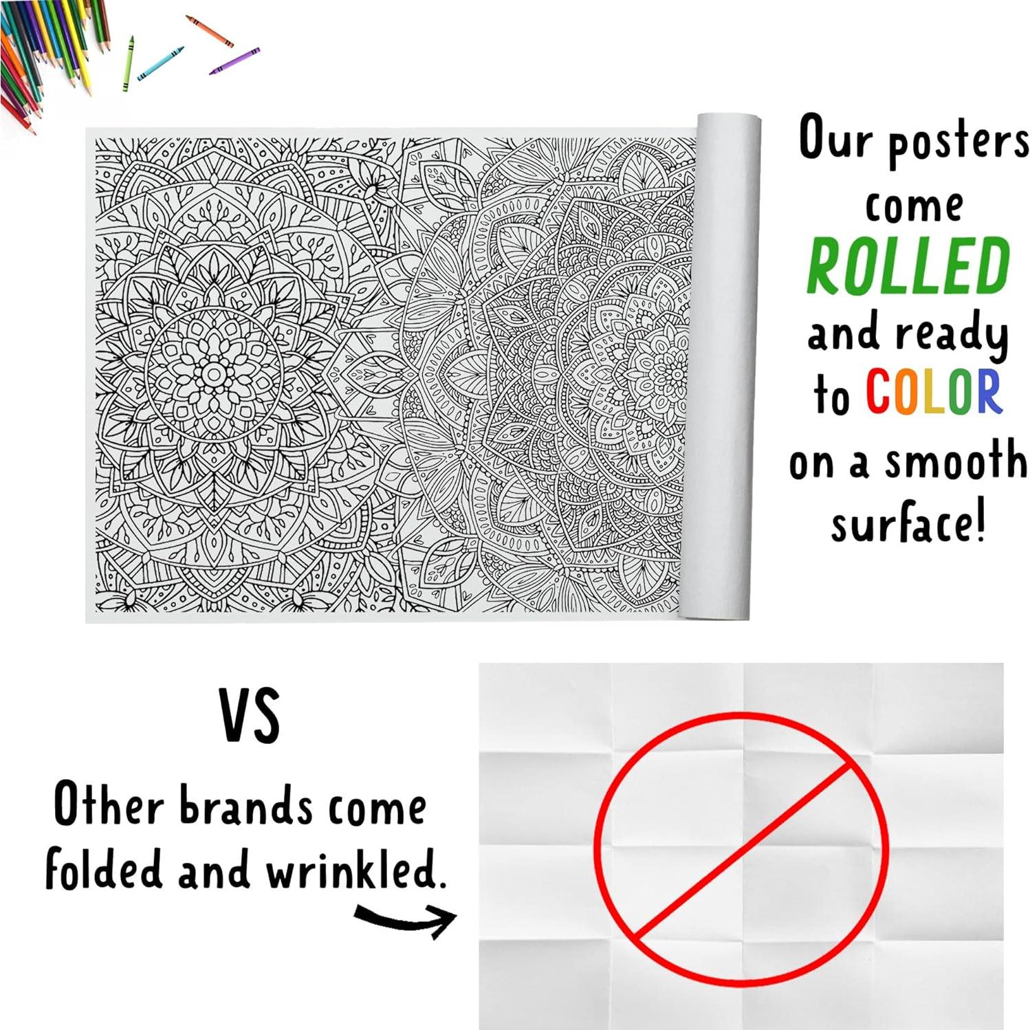 Póster de Colorear Mandala Gigante Expresiones Pequeñas 183x76 cm