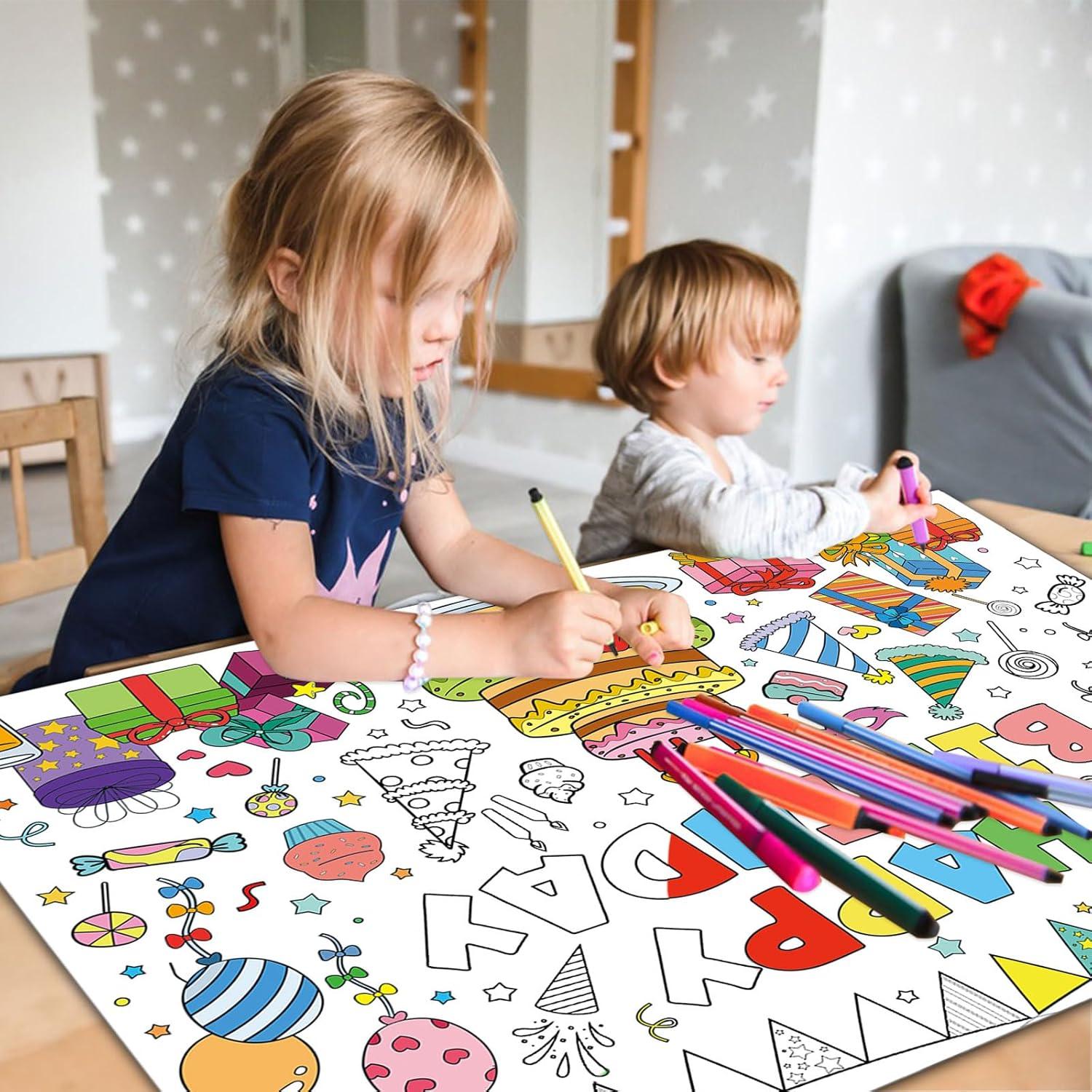 Póster Gigante de Colorear Cumpleaños Poqirzan 110x80cm