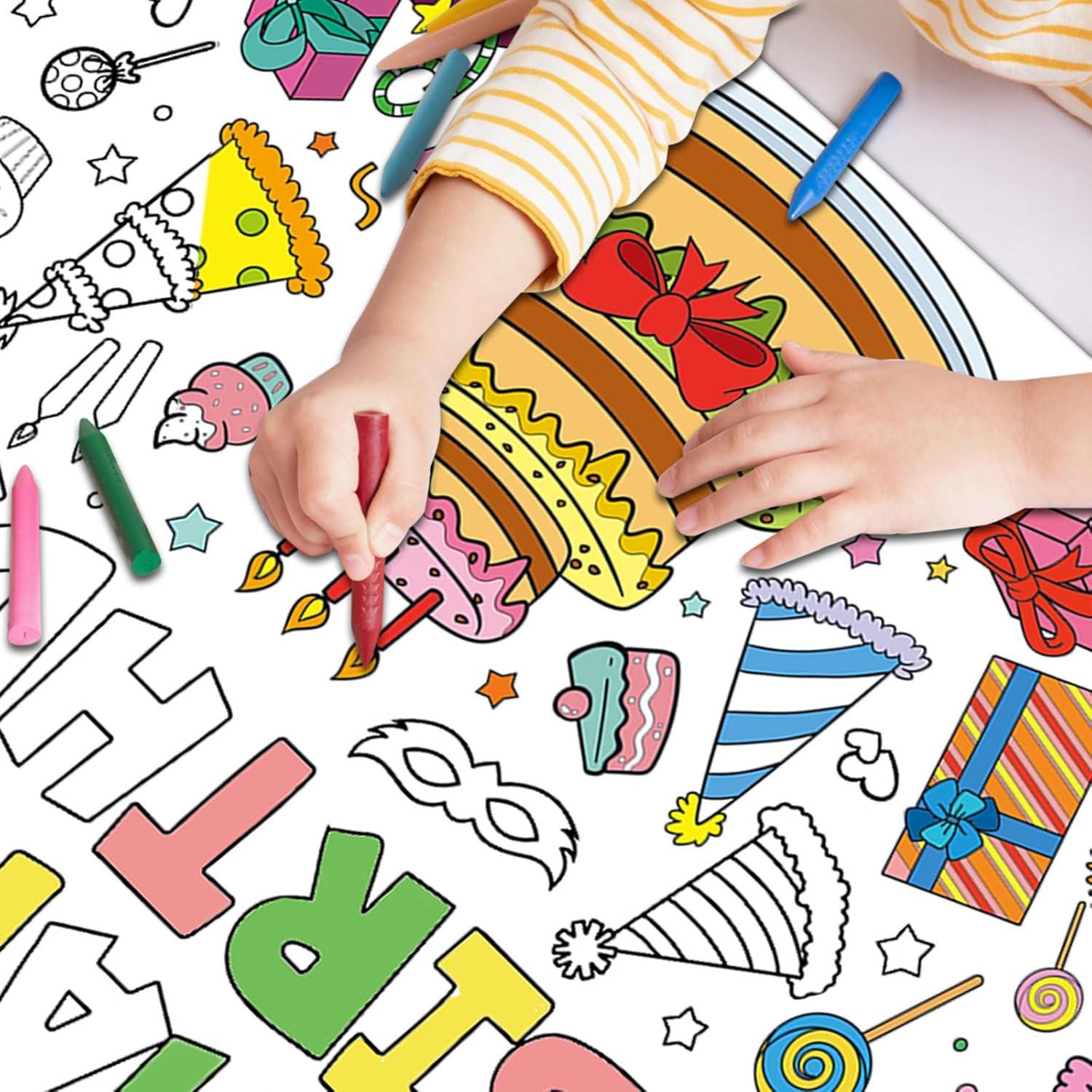 Póster Gigante de Colorear Cumpleaños Poqirzan 110x80cm
