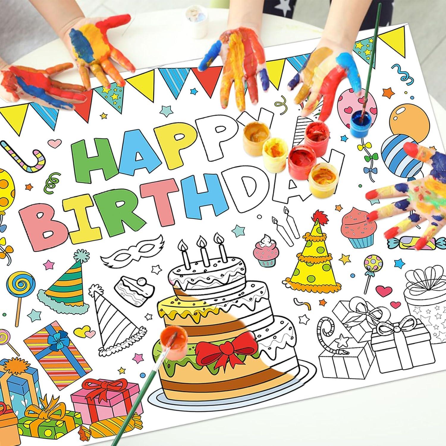 Póster Gigante de Colorear Cumpleaños Poqirzan 110x80cm