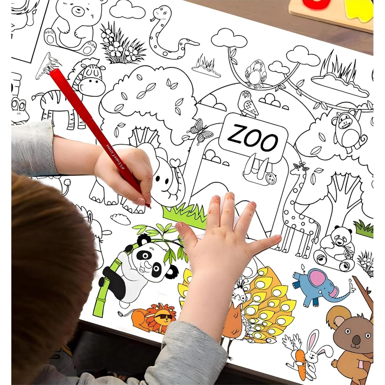 Póster para Colorear Gigante Winbar 76x183 cm Animales