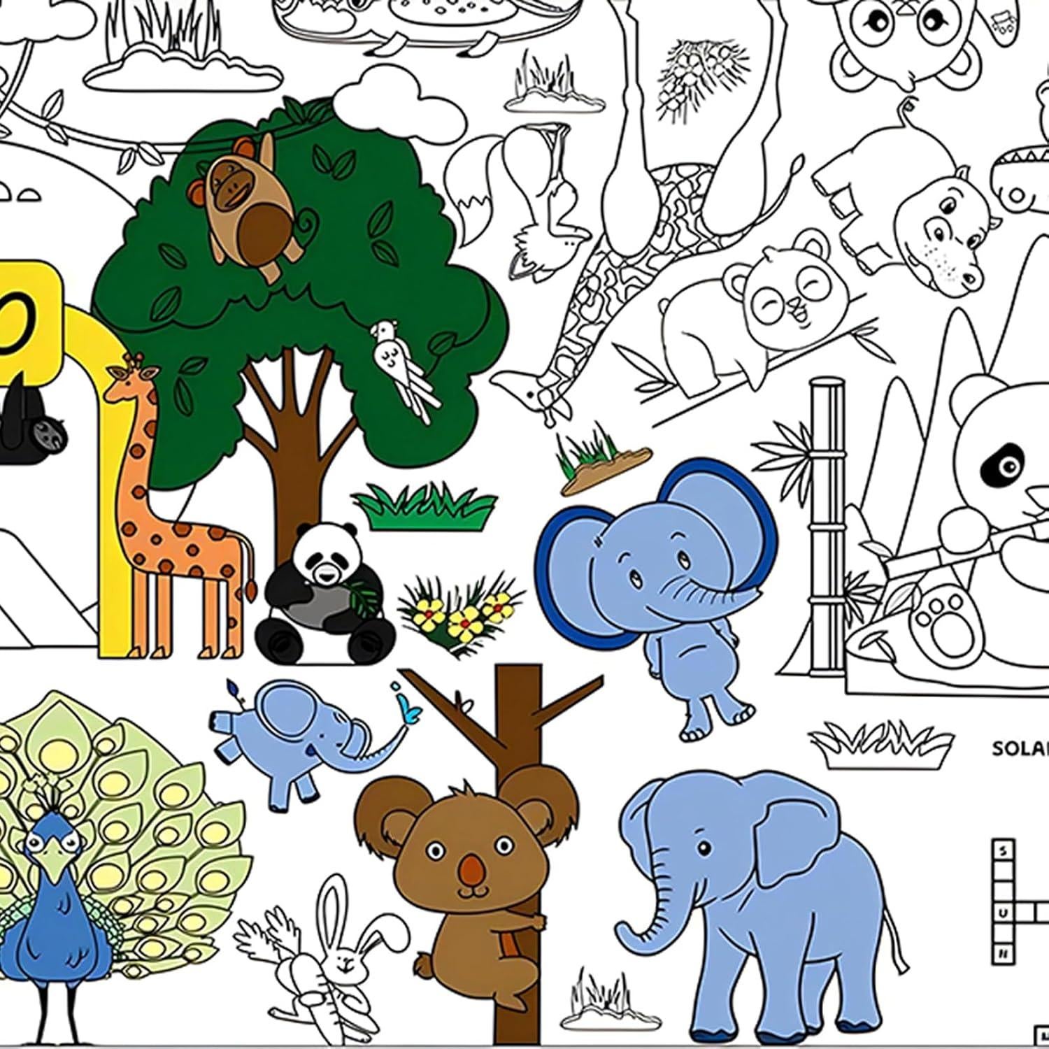 Póster para Colorear Gigante Winbar 76x183 cm Animales