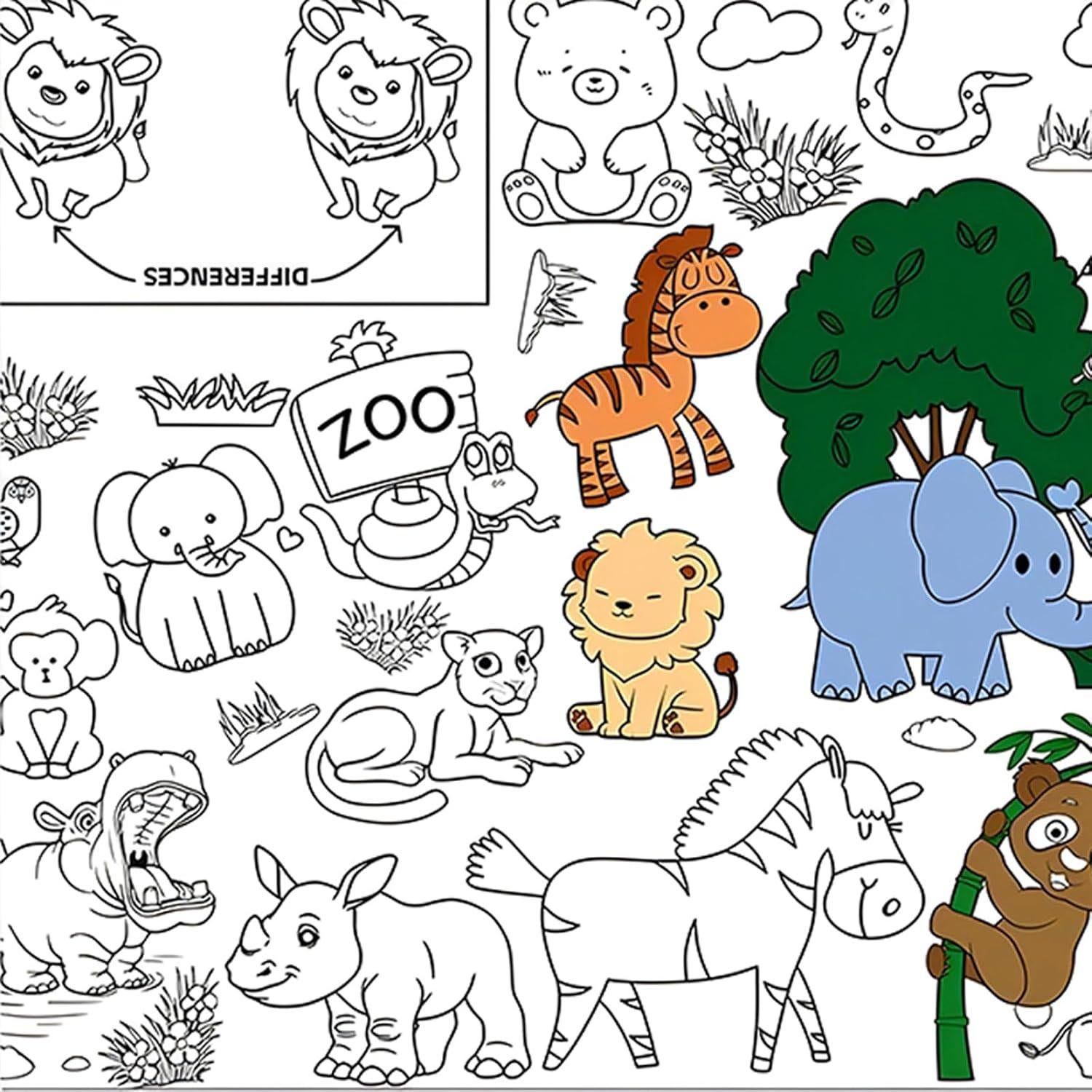 Póster para Colorear Gigante Winbar 76x183 cm Animales