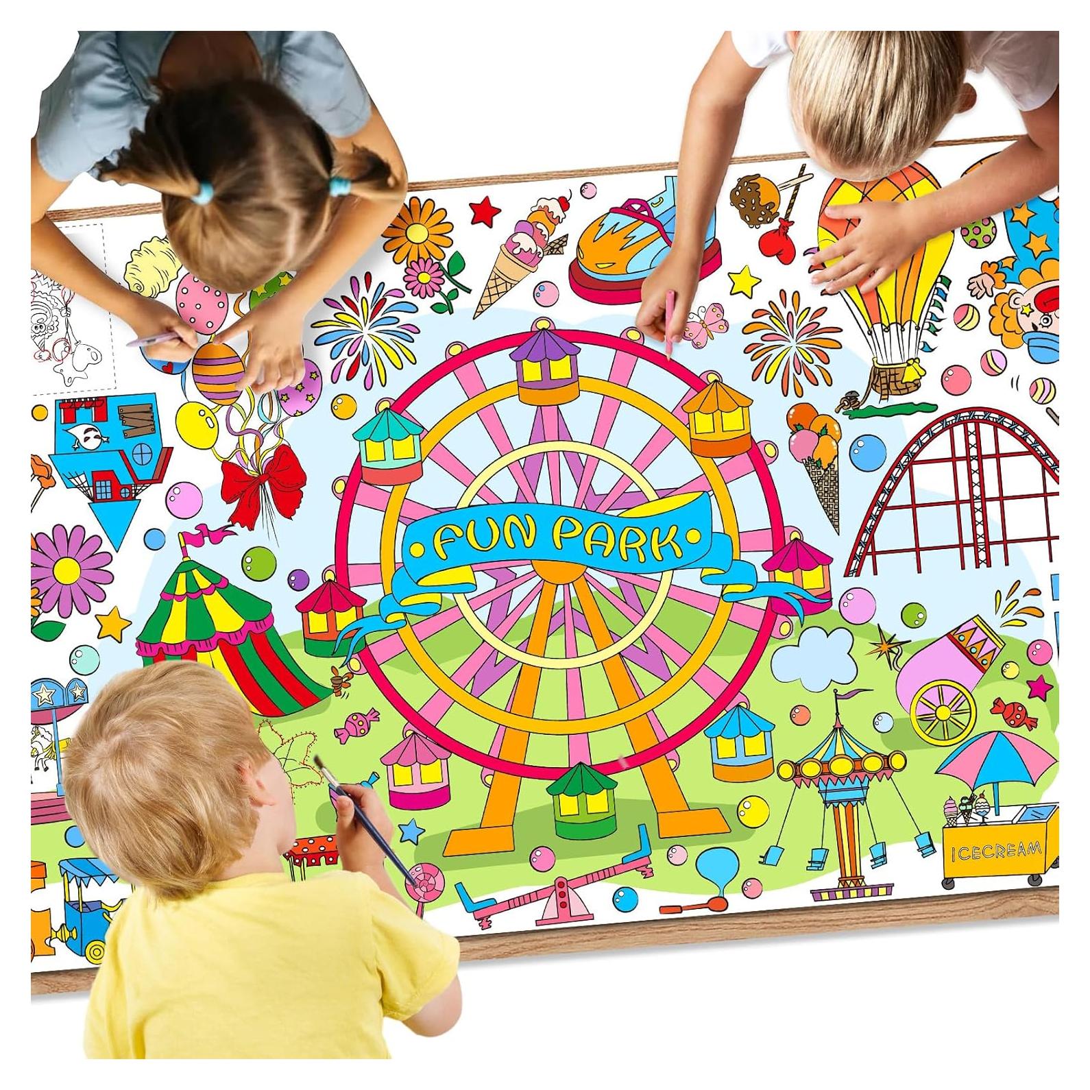 Póster Gigante para Colorear Drunze 89x183 cm Parque Diversiones