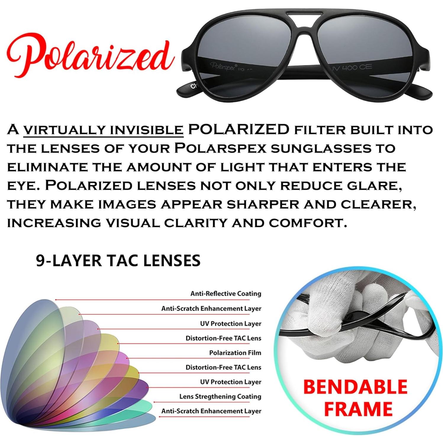 Gafas de sol PolarSpex para niños aviador polarizadas 100% UV