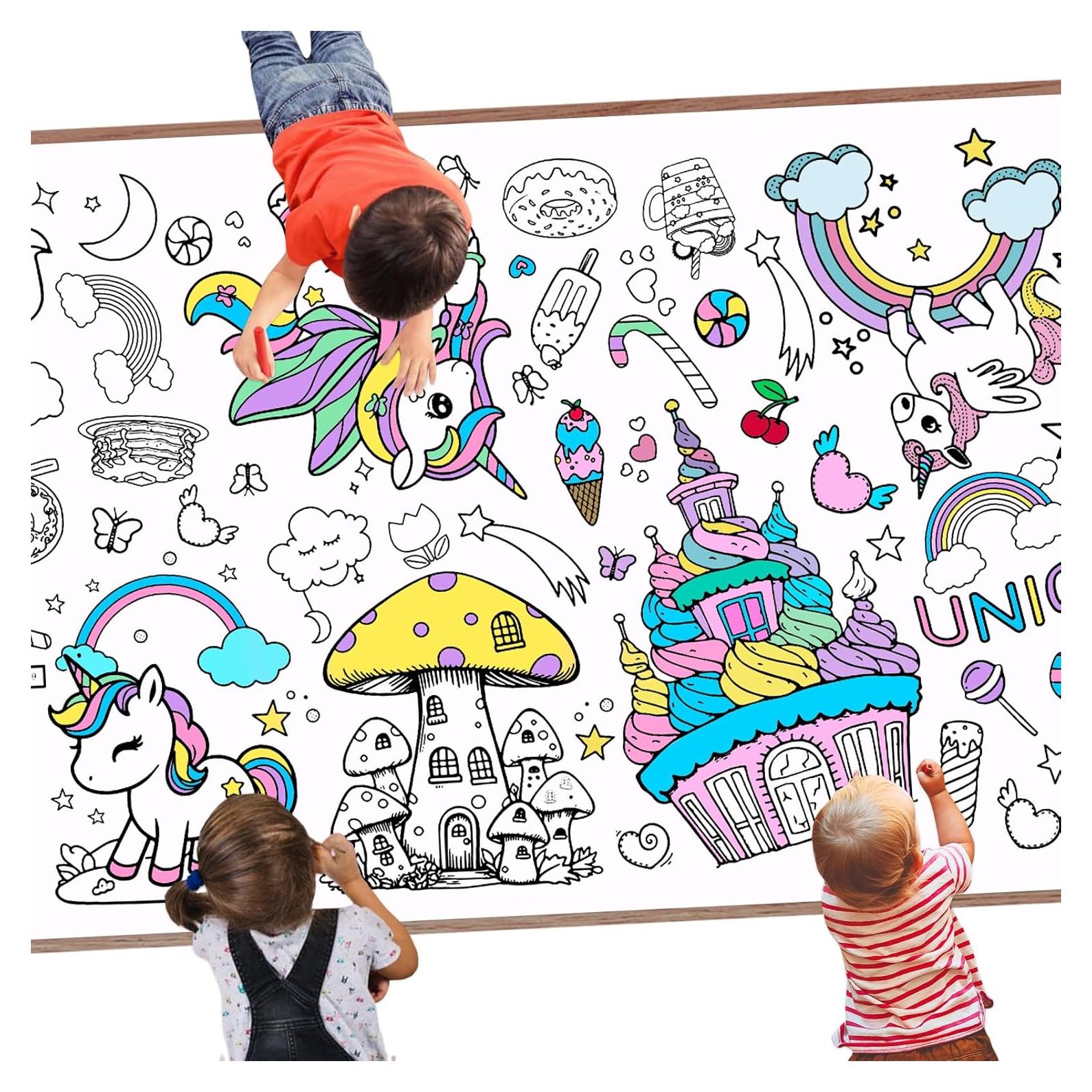 Póster Gigante para Colorear Unicornios Leezead 182.88x76.2cm