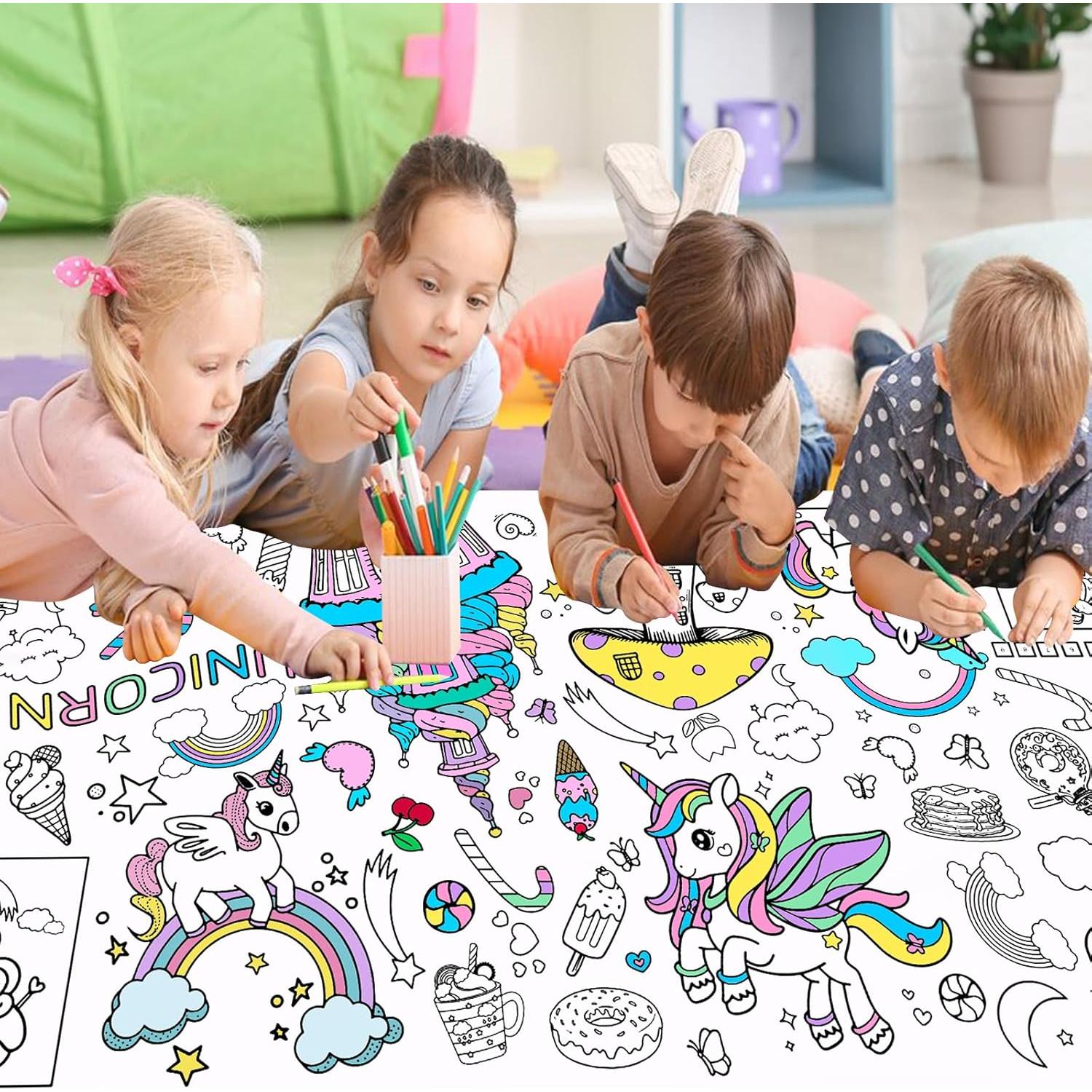 Póster Gigante para Colorear Unicornios Leezead 182.88x76.2cm