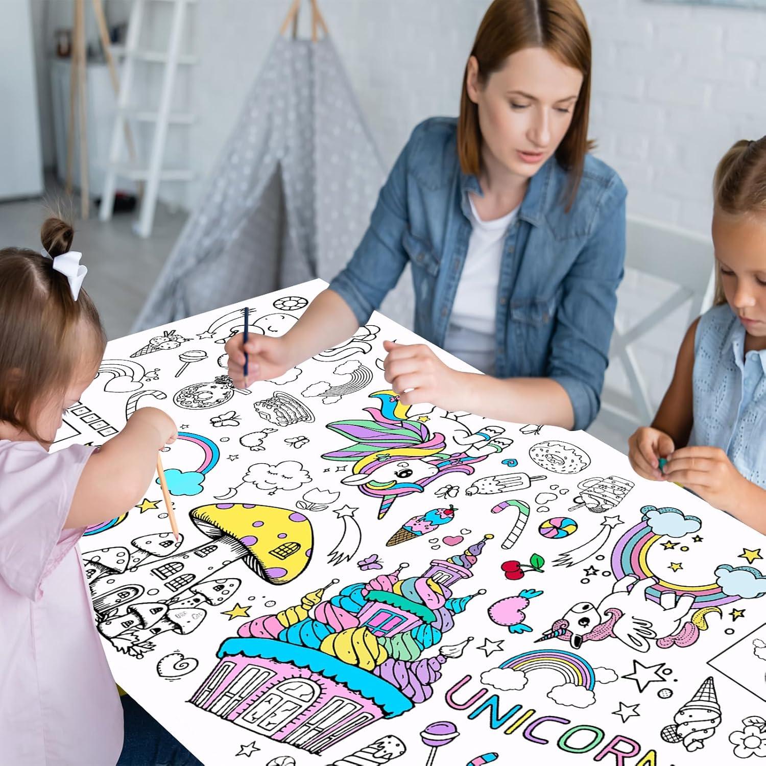 Póster Gigante para Colorear Unicornios Leezead 182.88x76.2cm