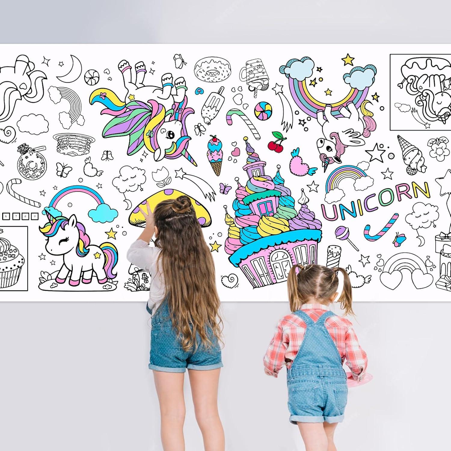 Póster Gigante para Colorear Unicornios Leezead 182.88x76.2cm