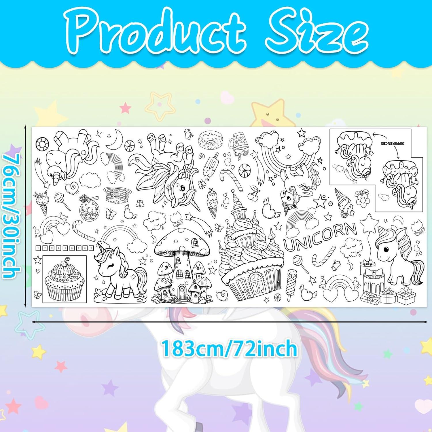 Póster Gigante para Colorear Unicornios Leezead 182.88x76.2cm