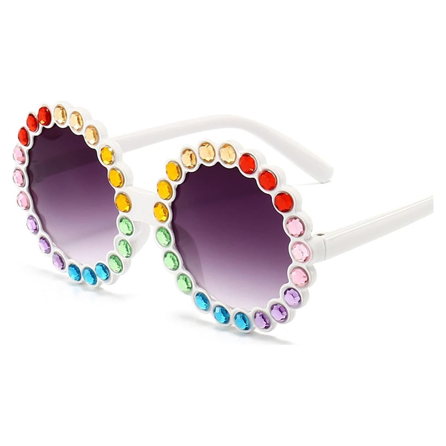 Gafas de sol redondas UV400 Creamily para niños con rhinestones