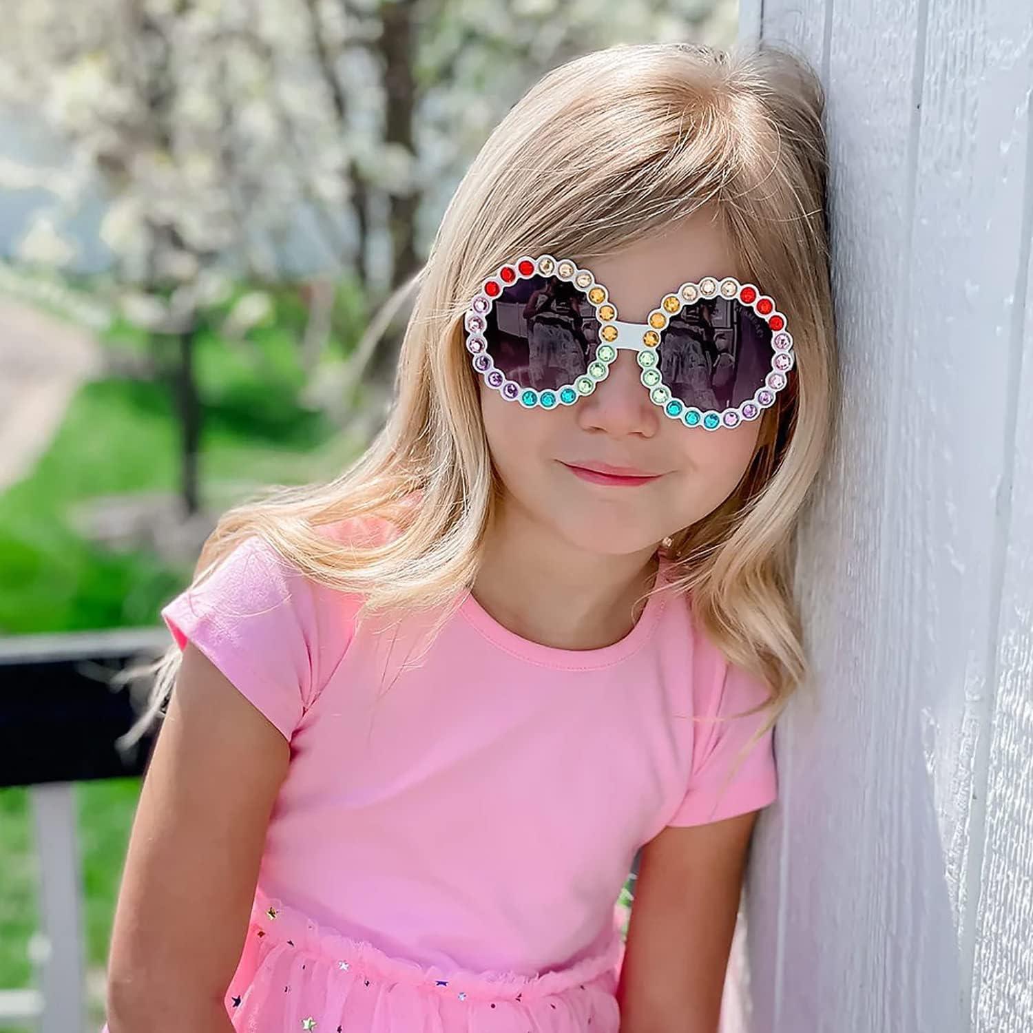 Gafas de sol redondas UV400 Creamily para niños con rhinestones