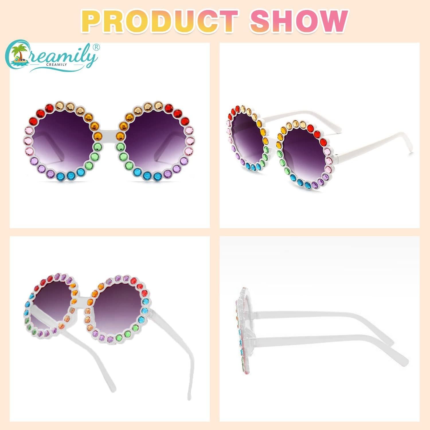 Gafas de sol redondas UV400 Creamily para niños con rhinestones