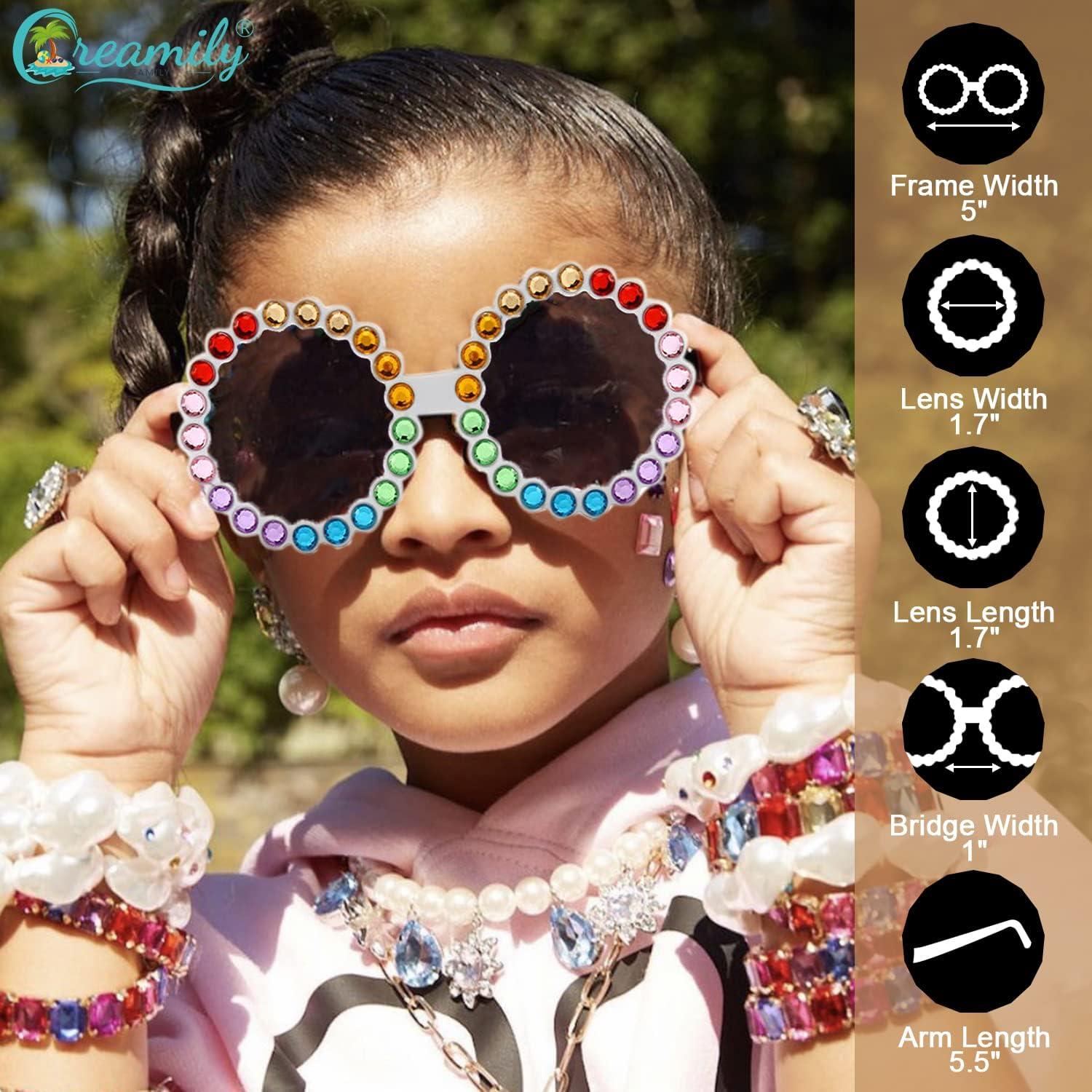 Gafas de sol redondas UV400 Creamily para niños con rhinestones