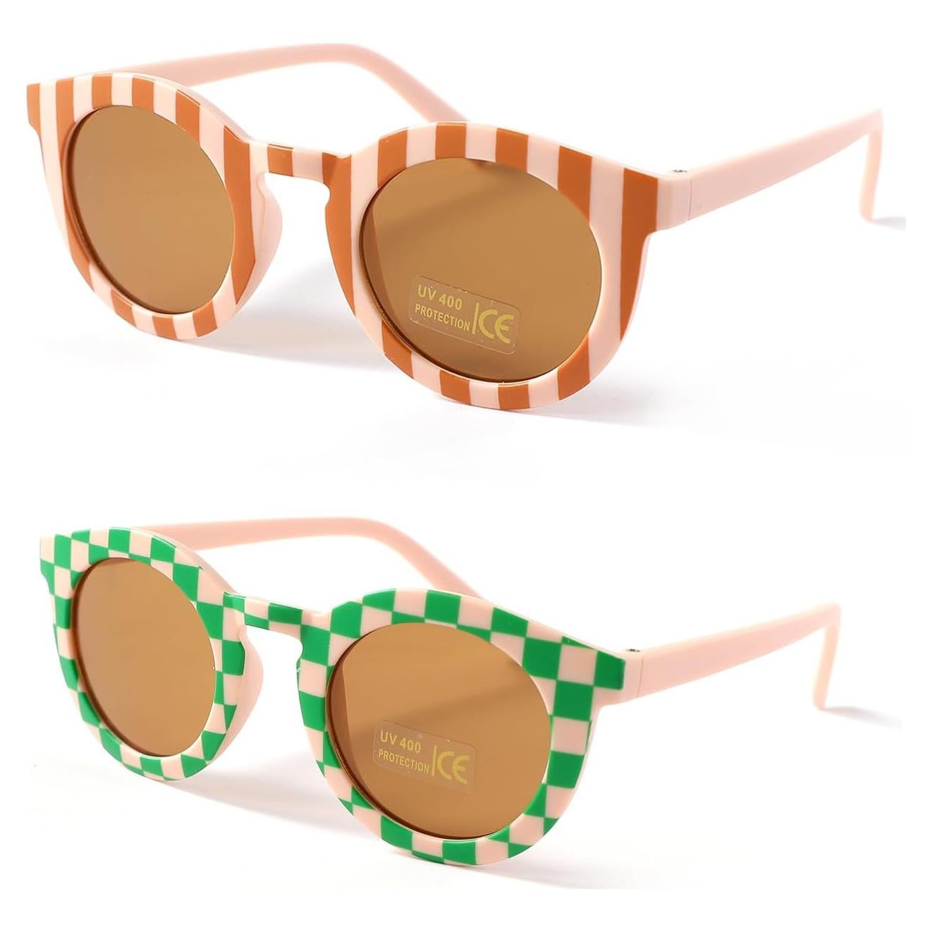Gafas de sol UV400 para niños - 2pack Rosa Marrón + Verde