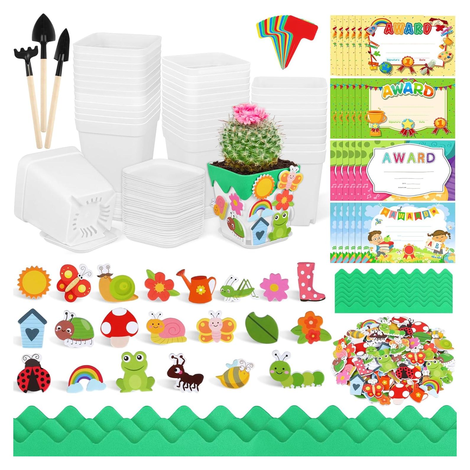 Kit de Manualidades de Jardín Elcoho 36 Macetas Plástico DIY