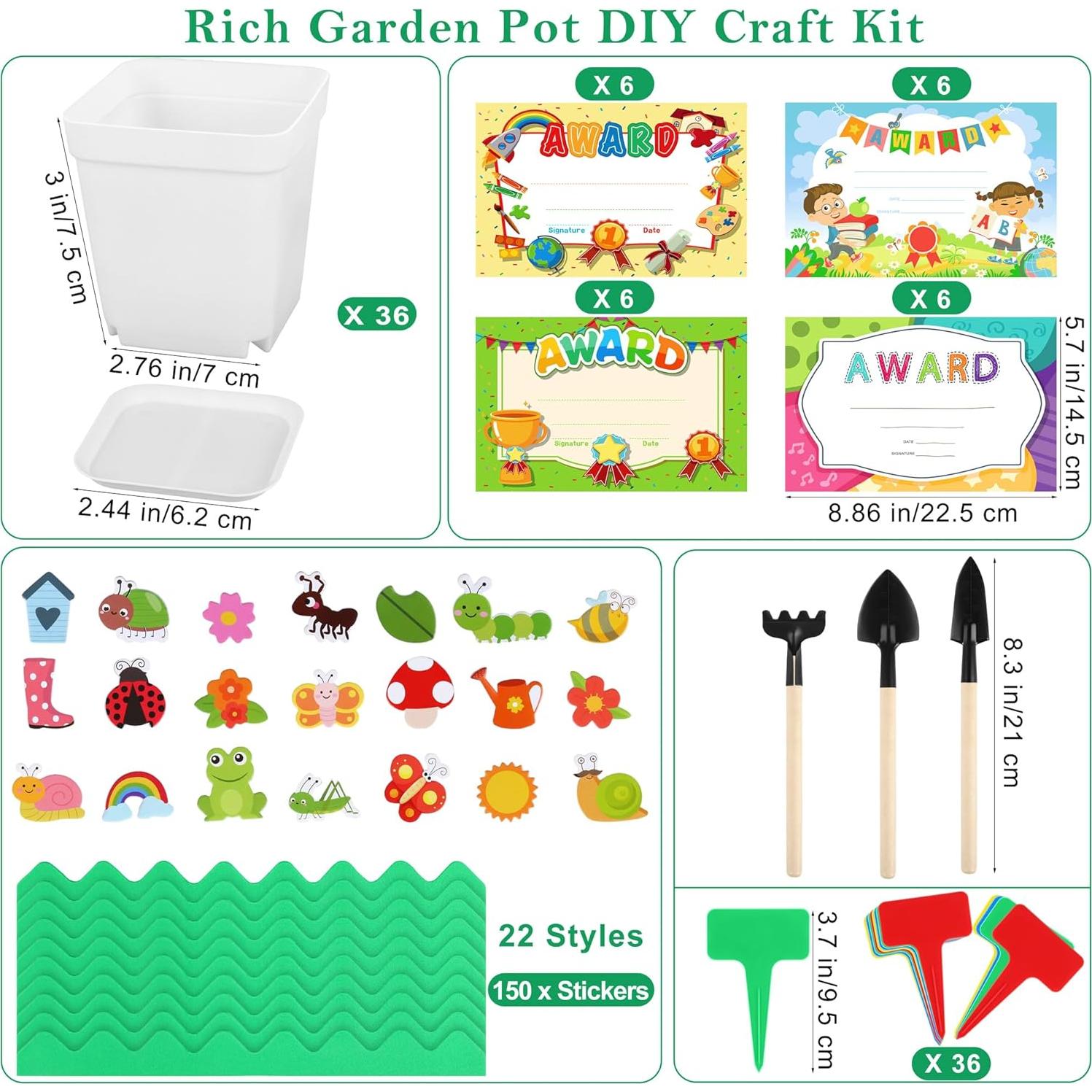 Kit de Manualidades de Jardín Elcoho 36 Macetas Plástico DIY