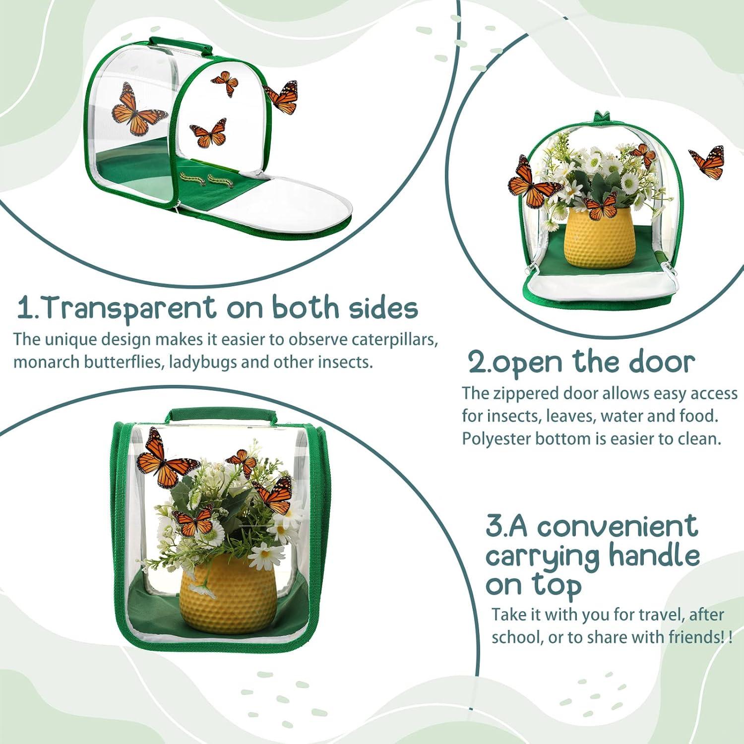 3 Piezas Jaula de Malla para Mariposas Sratte 20x20 cm