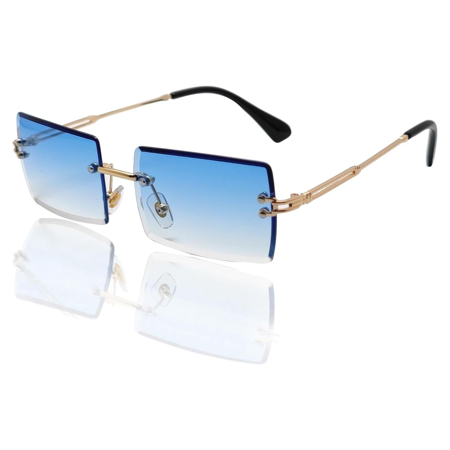 Gafas de sol rectangulares sin montura unisex retro 2025