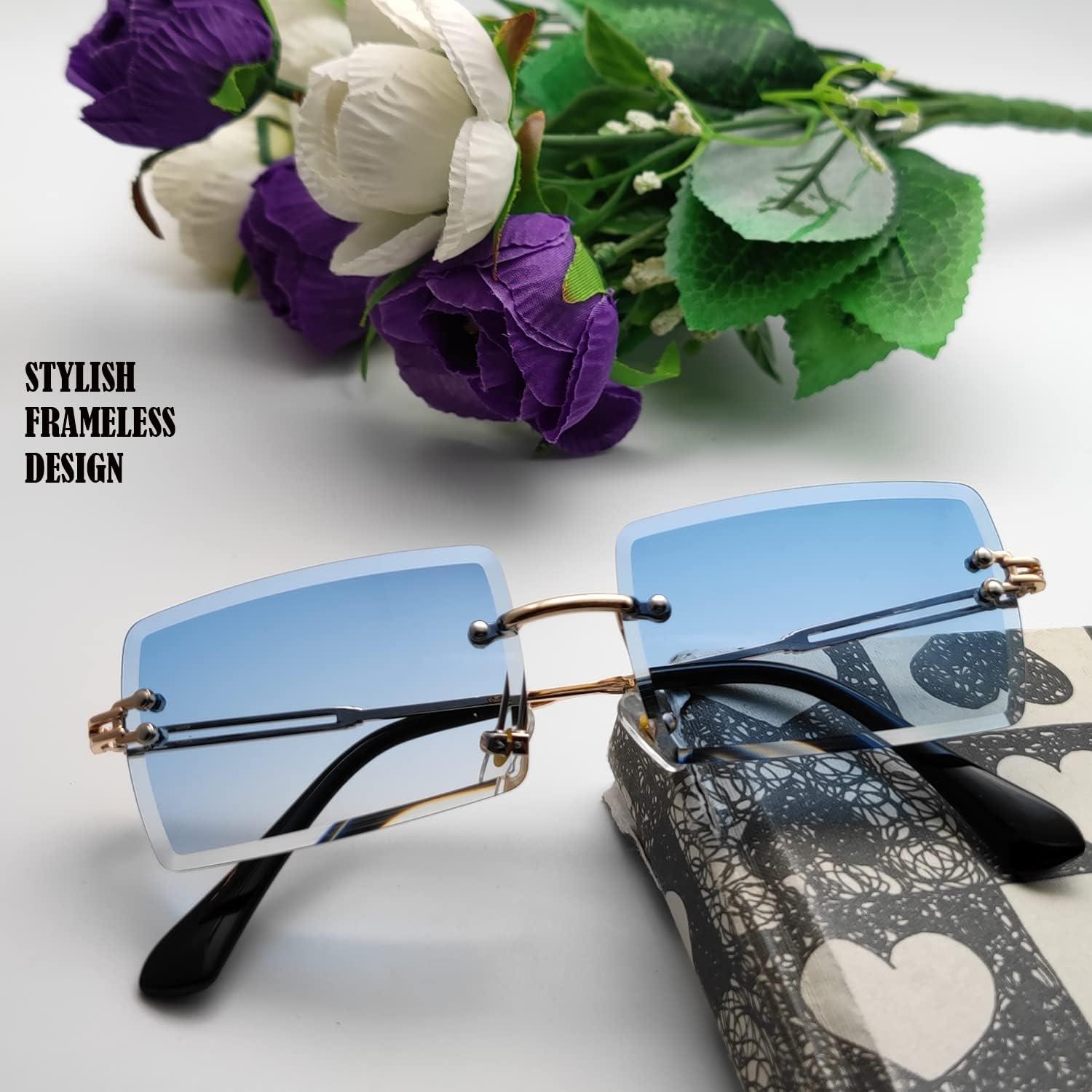 Gafas de sol rectangulares sin montura unisex retro 2025