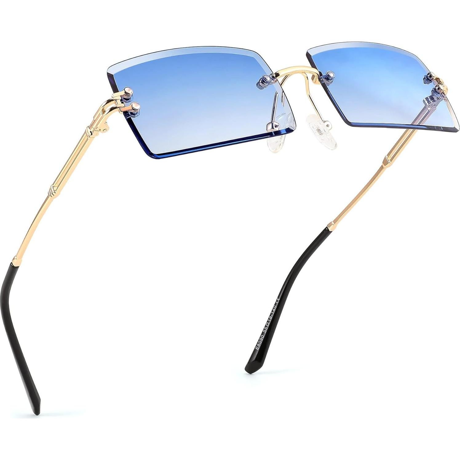 Gafas de sol rectangulares sin montura unisex retro 2025