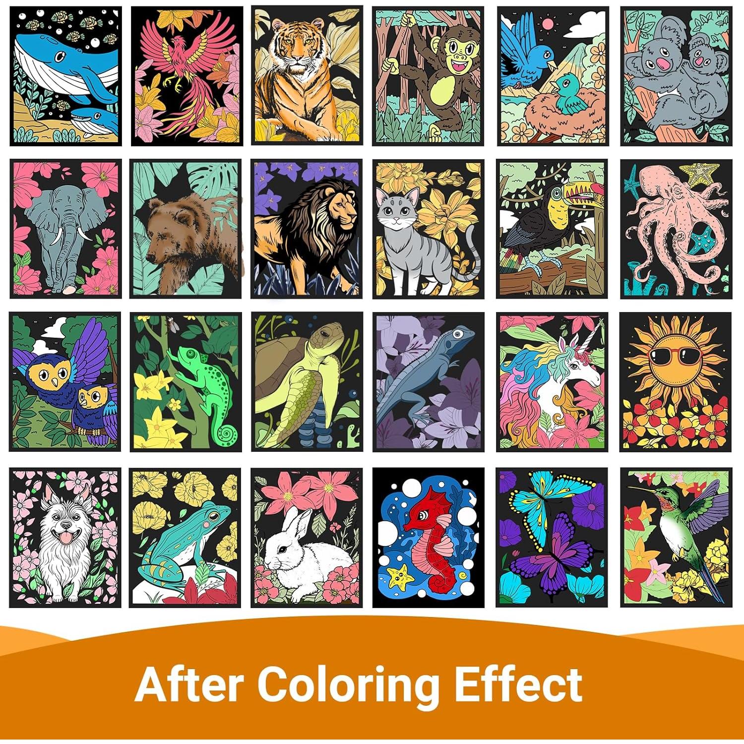 Pósters de Terciopelo para Colorear HOTPLACY - 48 Pcs Animales