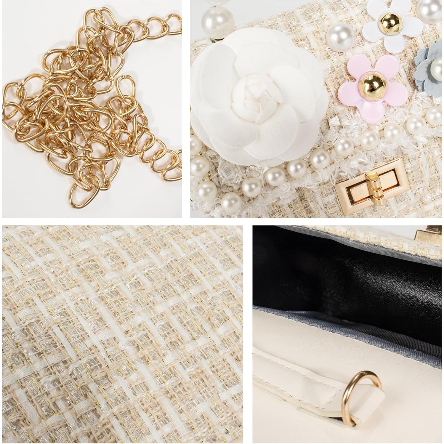 Bolso Cruzado Mini Forwe para Niñas con Flores y Perlas