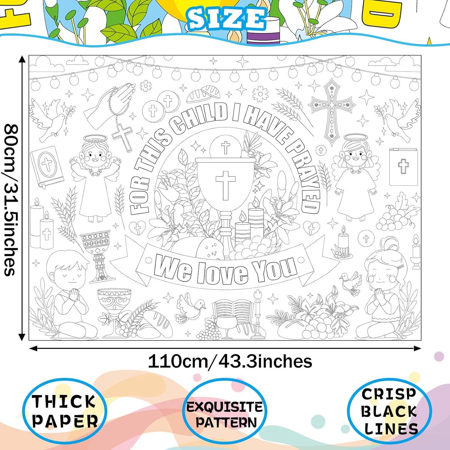 Póster de Colorear Gigante Naozinebi para Primera Comunión 110x80cm