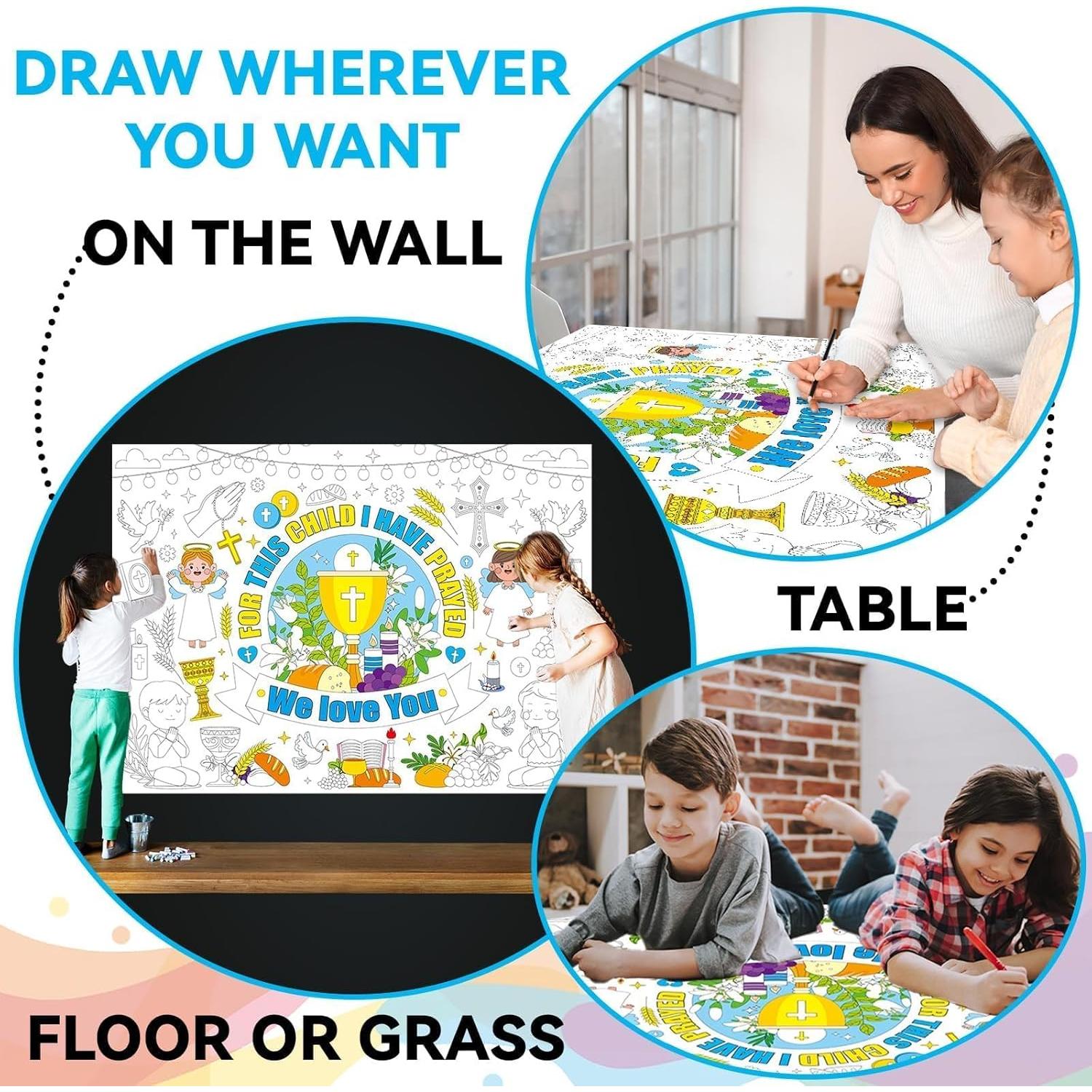 Póster de Colorear Gigante Naozinebi para Primera Comunión 110x80cm