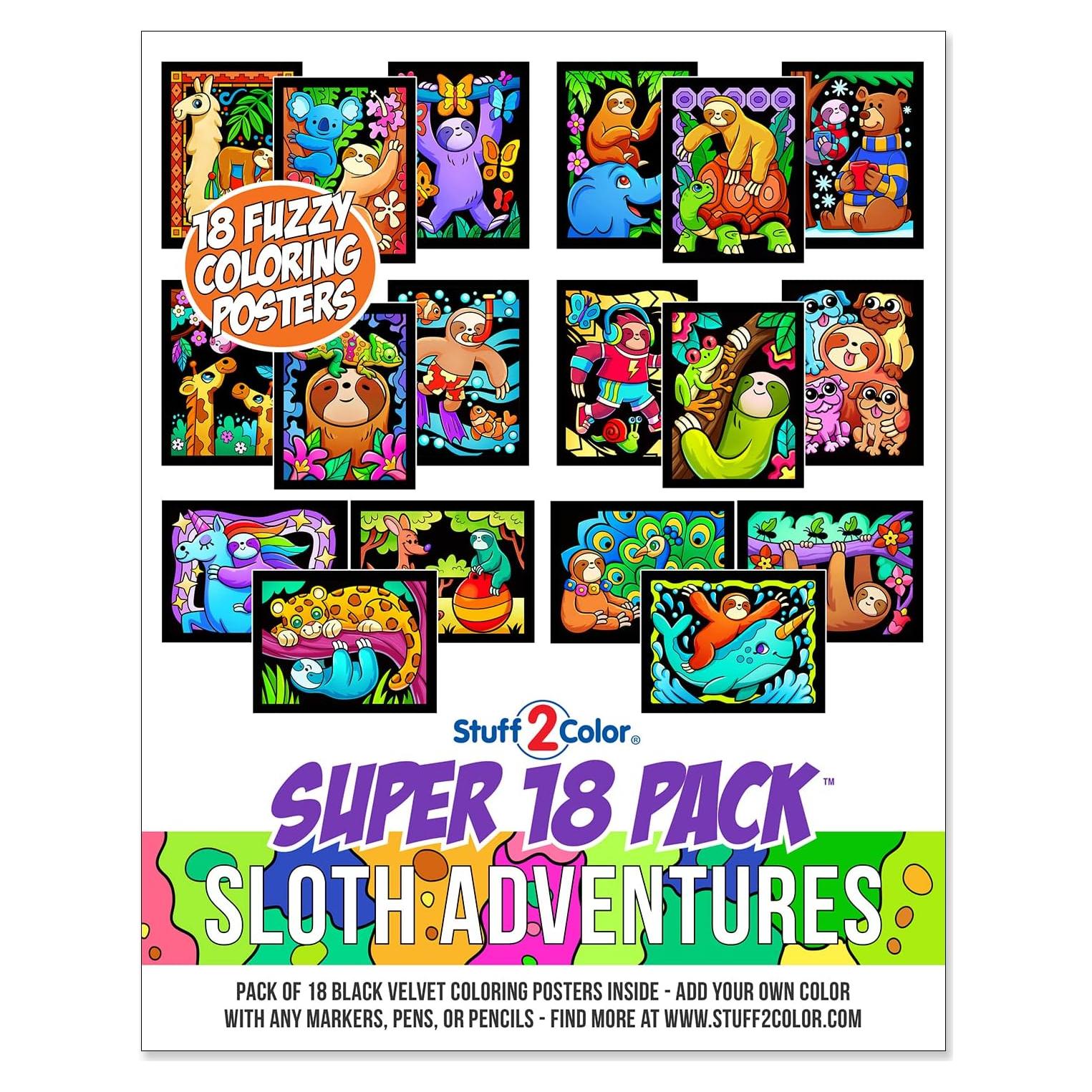 Paquete de 18 Pósters de Colorear Terciopelo Difuso Stuff2Color